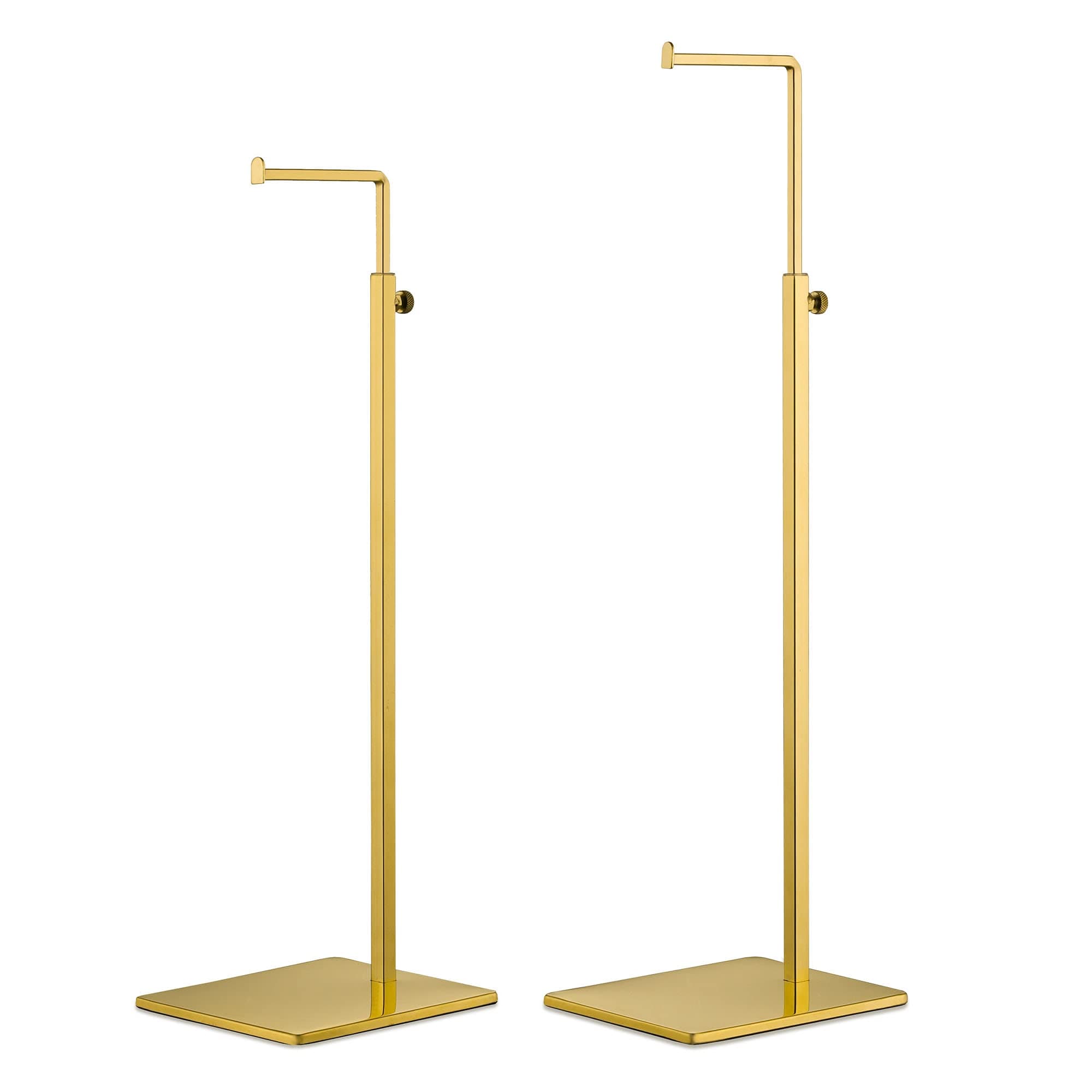 Gold Purse Display Stands - 2 Pack Adjustable Height Purse Display Stand - Metal Handbag Display Stand Set - Single L Hanging Hook Bag Stand for Boutique Store
