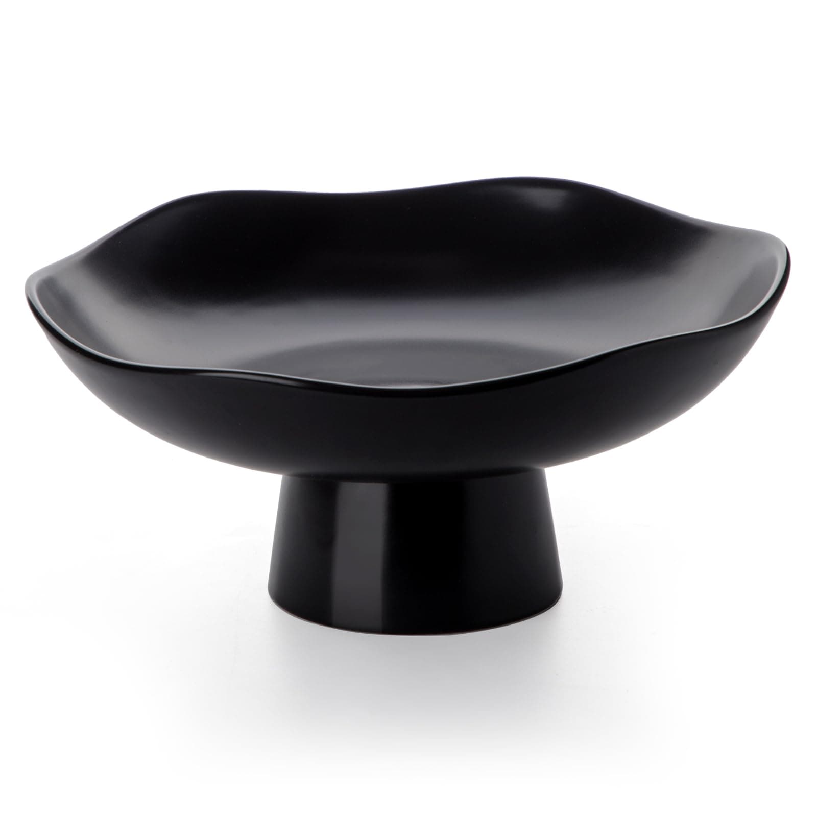 Nucookery Ceramic Fruit Bowl for Kitchen Counter, Modern Fruit and Bread Basket Stand, 10 inch Large Decorative Bowl for Home Kitchen Decor, Fruit & Vegetables Holder Storage, Matte Black