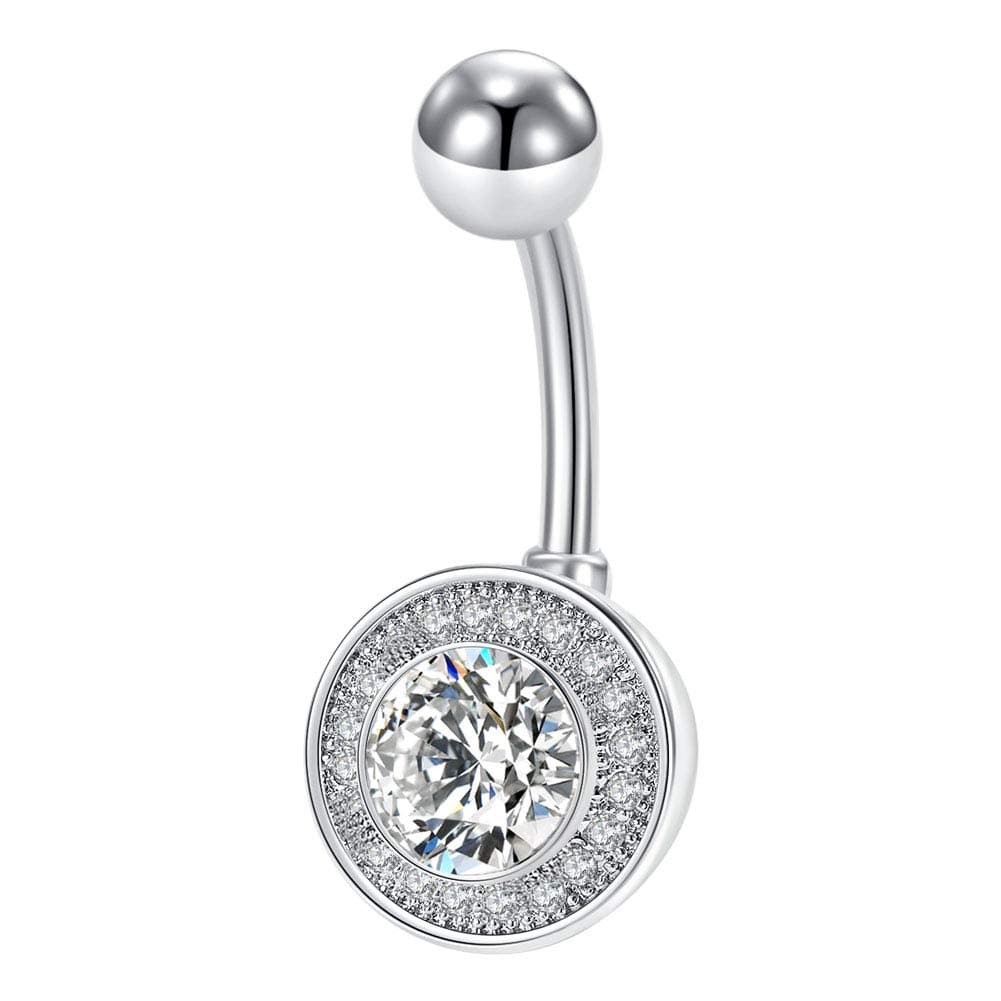 CIZME G23 Solid Titanium Belly Button Rings 14G CZ Belly Navel Rings 6mm 10mm Belly Bars