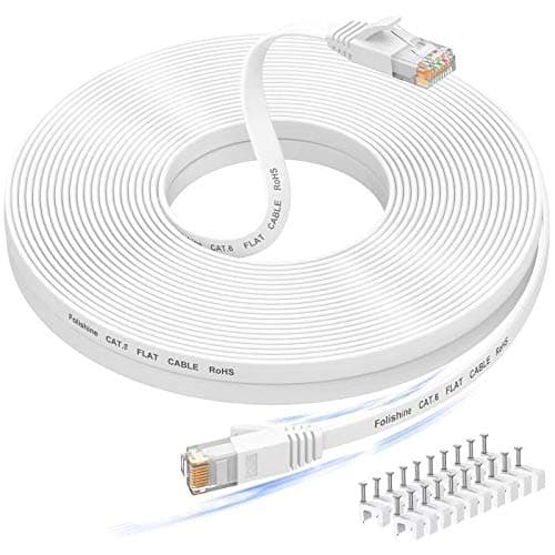 Cat 6 Ethernet Cable High Speed with Network Patch Cords, LAN Cable Clips&Rj45 Connector for Router Modem Faster Than Cat 5e/Cat 5-White (75FT)