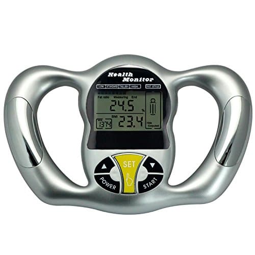 Adeeing Body Fat Analyzer Monitors Handheld LCD Display BMI Detector Fat Scale Calculator Weight Losing Measure Instrument, 9 Person Profile Memory (Metal Silver)