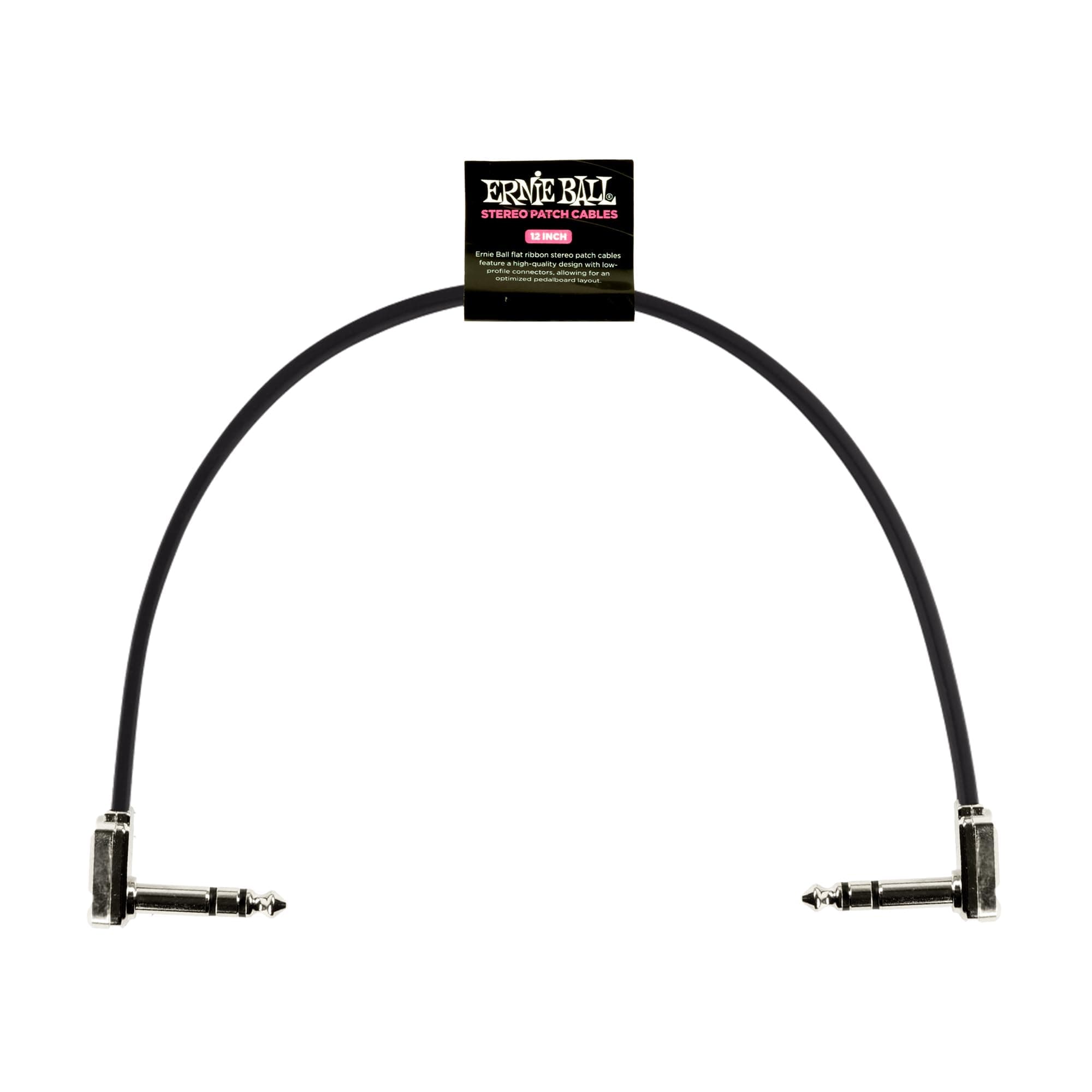 Ernie Ball 12" Single Flat Ribbon Stereo Patch Cable - Black