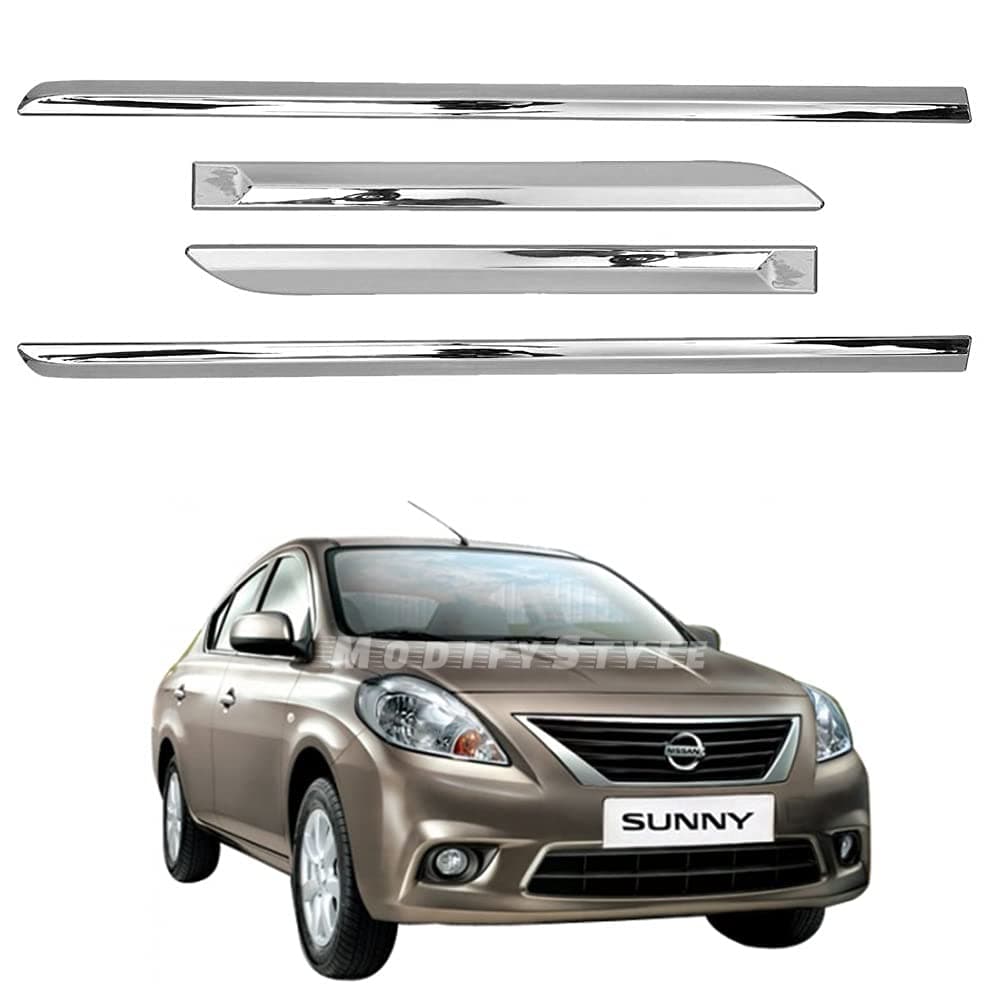Side Beading/Side Cladding/Door Garnish/Door Protector Chrome Suitable for Nissan Sunny (2011 to 2013) Type 1 (Set of 4pcs)