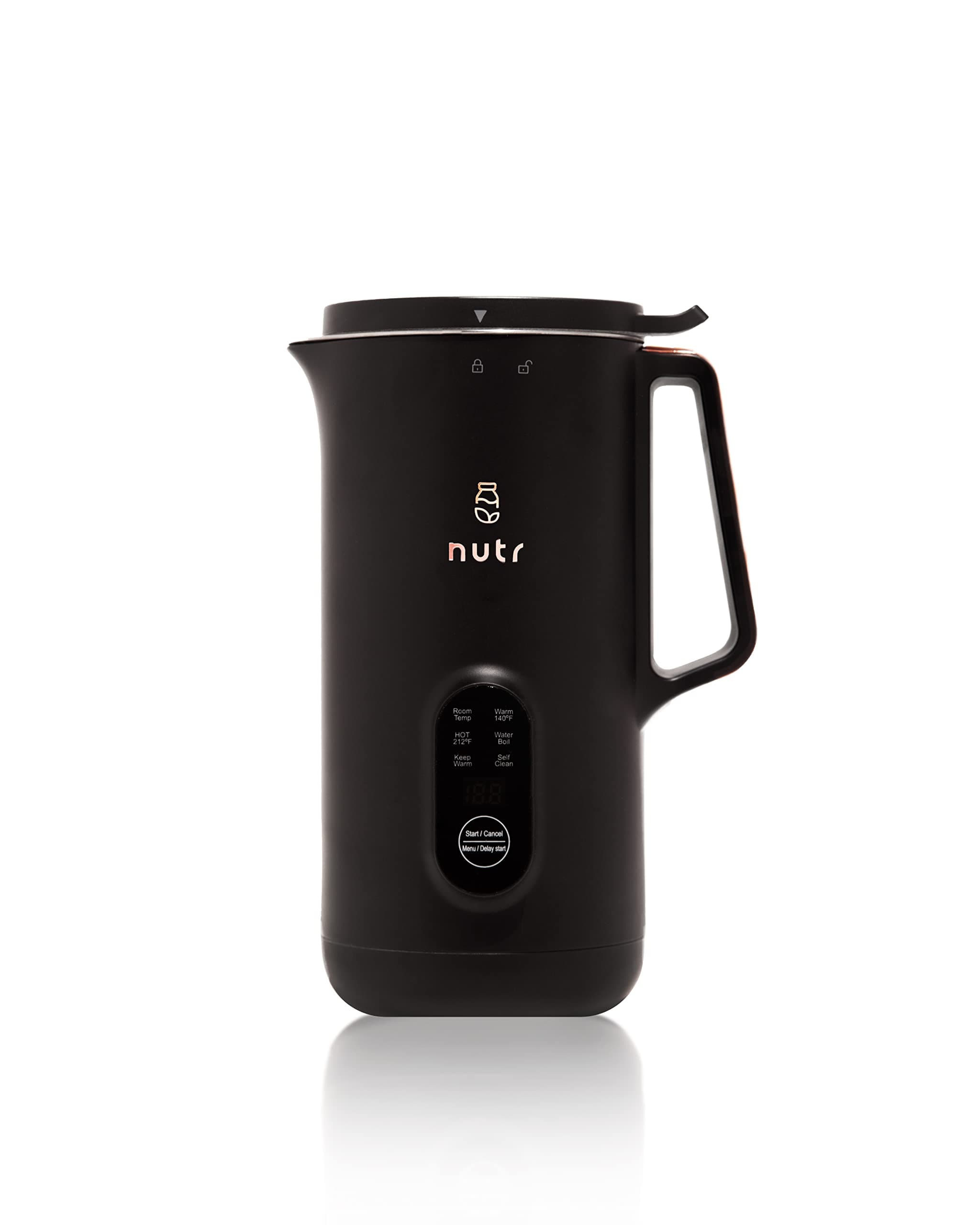 NUTR Automatic Nut Milk Maker - Homemade Plant-Based Milks, Single Servings, Stainless Steel, Self-Cleaning, Black/Rose Gold