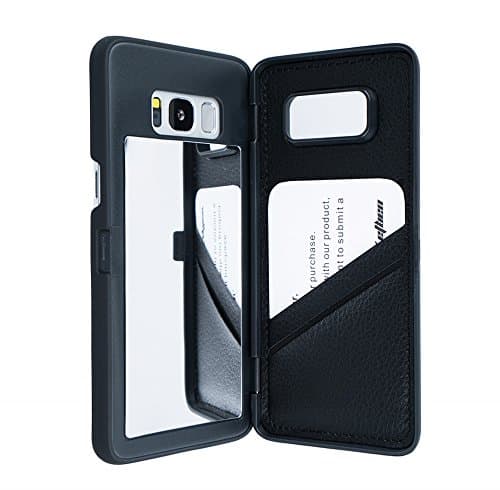 W7ETBEN Galaxy S8 Plus Case, Hidden Back Mirror Wallet Case with Stand Feature and Card Holder for Samsung Galaxy S8 Plus (Black)