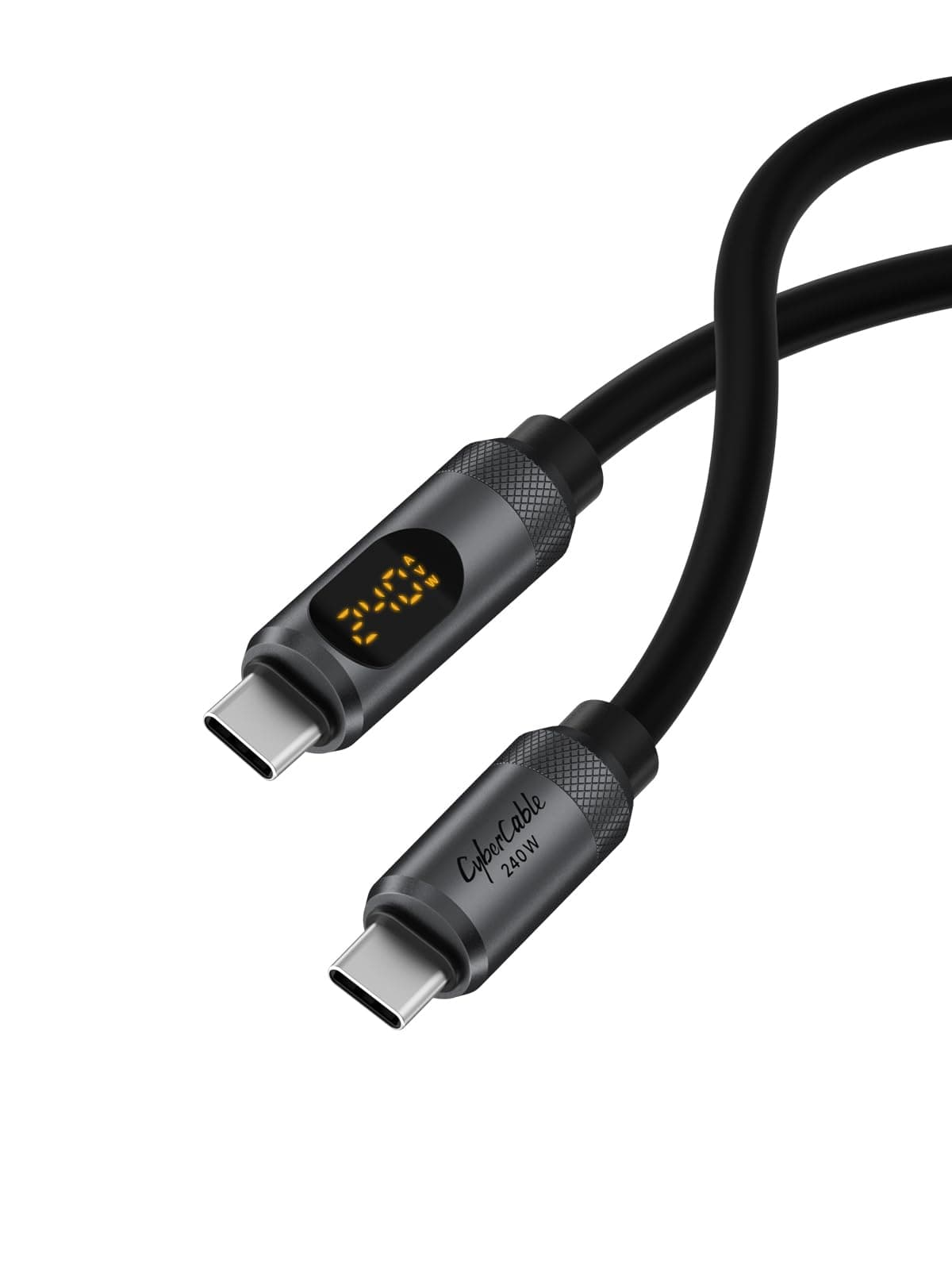 USB C Cable, LED Display Silicone 240W Fast Charging Cable with 480Mbps Data Transfer, Type C Fast Charger for iPhone 15/15 Pro Max, iPad, MacBook Pro Air (Silver, 2 m)