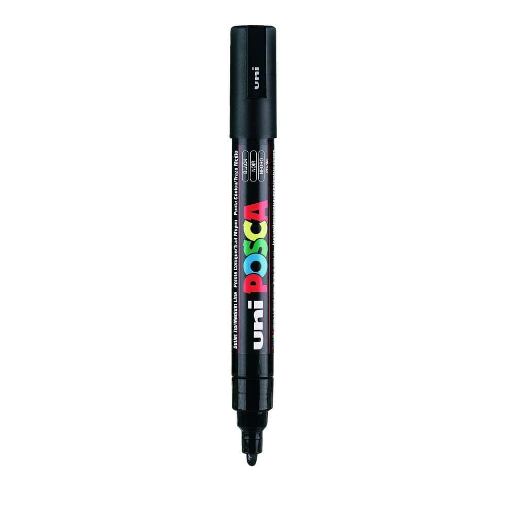 uni-ball Posca 5M 1.8 mm-2.5 mm Bullet Shaped Marker Pen, Black Ink, Pack of 1