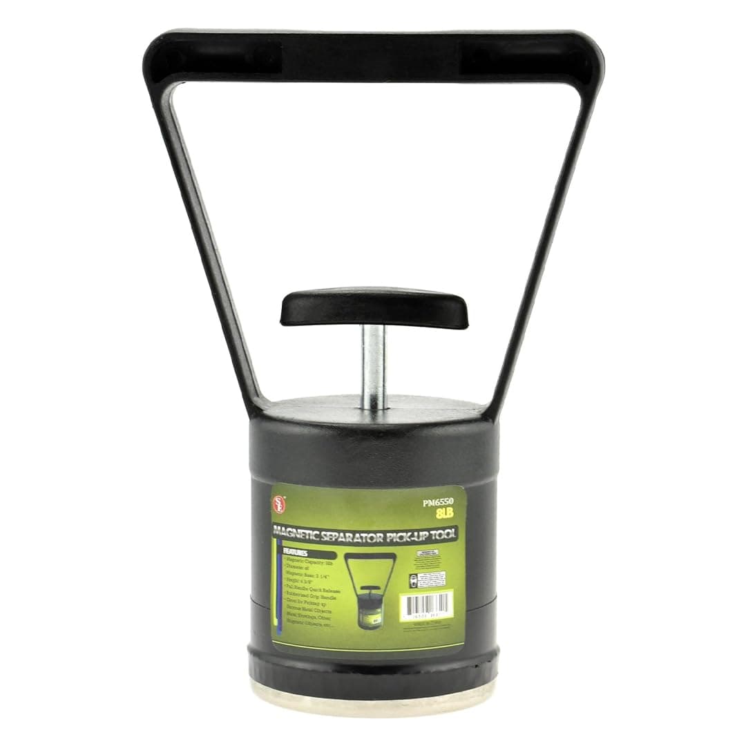 SE Magnetic Separator Pick-Up Tool with Quick Release - 8 lb Capacity, Rubberized Grip Handle, Ideal for Metal Shavings and Ferrous Object Retrieval PM6550