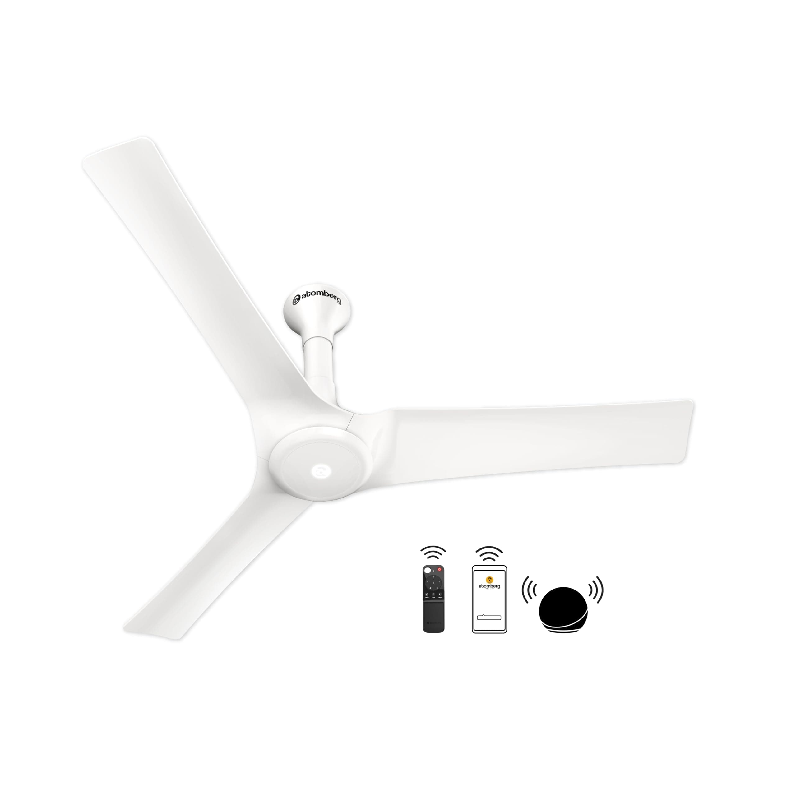 atomberg Aris 1200mm BLDC Ceiling Fan with IoT & Remote Control | Smart Fan with Noiseless Operation | (Marble White)