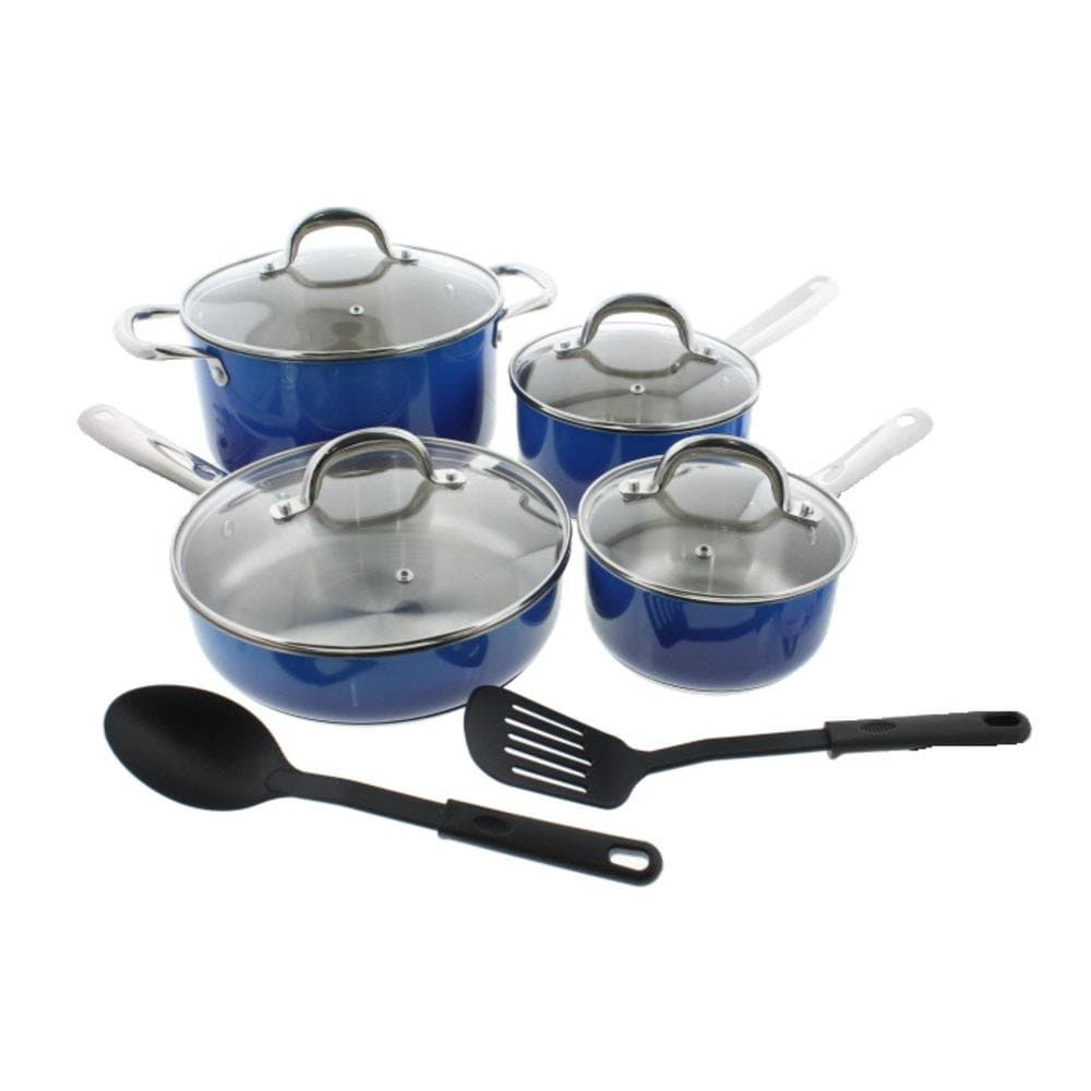 Simplemente Delicioso 10-Piece Stainless Steel Cookware Set, Large, Gradient Blue