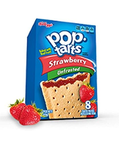 Kellogg's, Pop Tarts, Unfrosted Strawberry, 8-Count Box (Pack of 2)