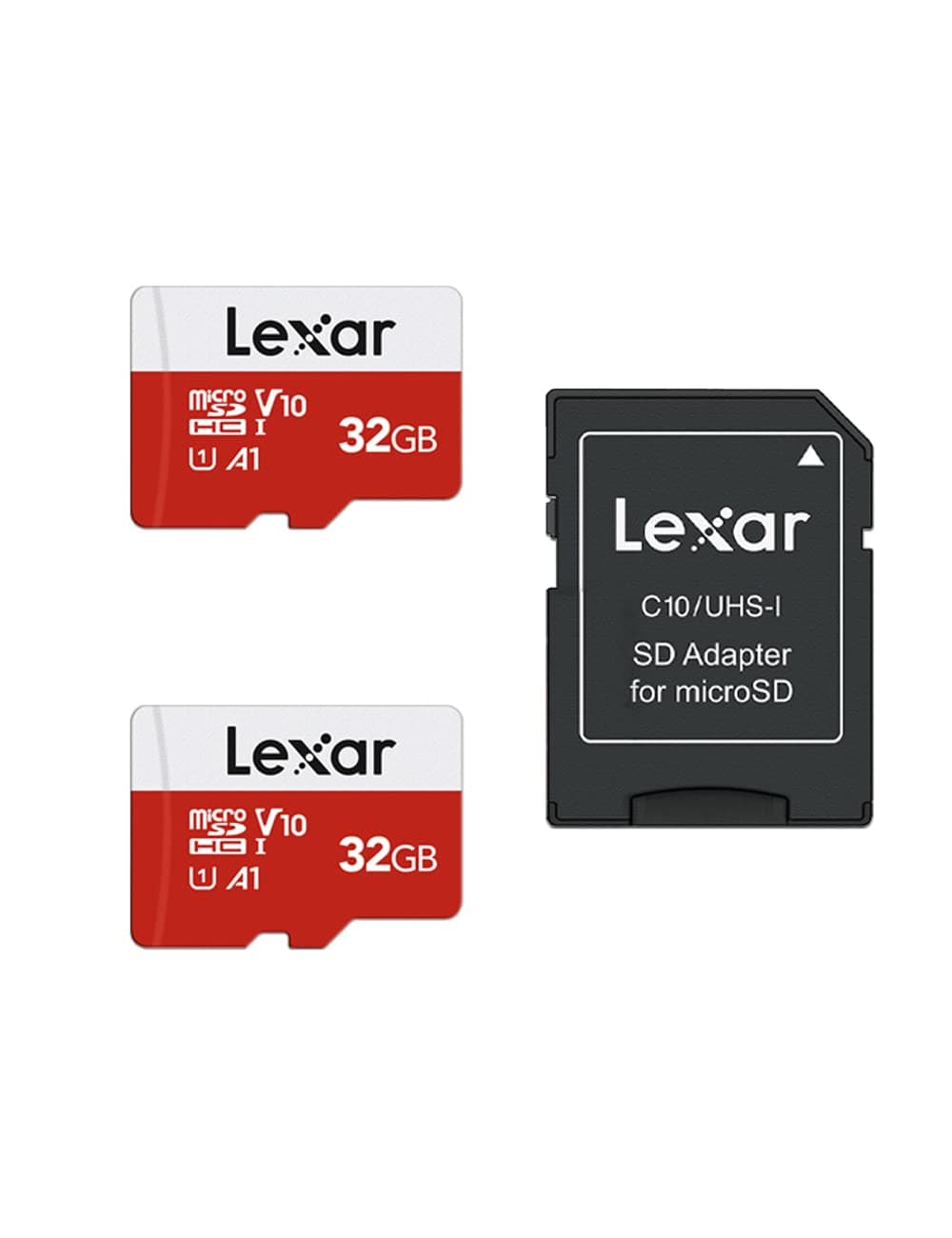 32GB 2 Pack Micro SD Card E Series, microSDHC UHS-I Flash Memory Card with Adapter - Up to 100MB/s, A1, U1, Class10, V10, High Speed TF Card (2 microSD Cards + 1 Adapter)