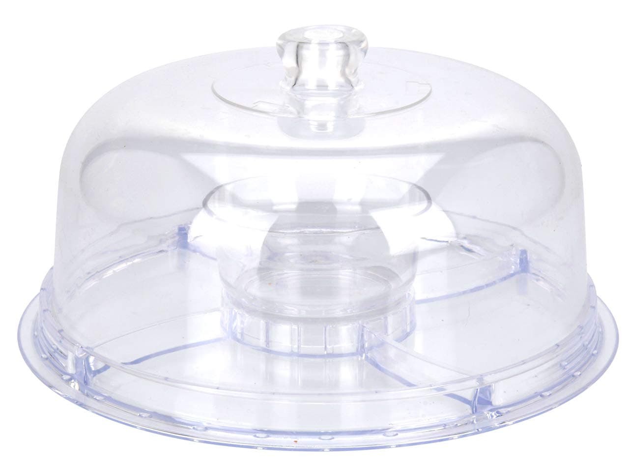EH Excellent Houseware 6 in 1 Multi-Function Plastic Cake Stand with Dome Lid Dip Platter, Punch Bowl, Salad Bowl, Chip & Dip Server, Serving Stand, Food Dome