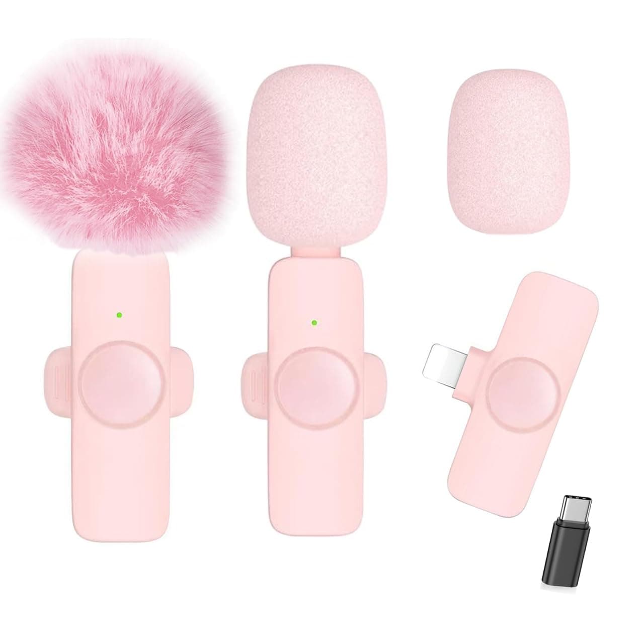 2 Pack Professional Wireless Lavalier Microphone foriPhone 17/16/15 Android Phone, Lapel Mics Plug-Play Clip on Lapel Mic for YouTube, Recording, Vlog, Facebook Live