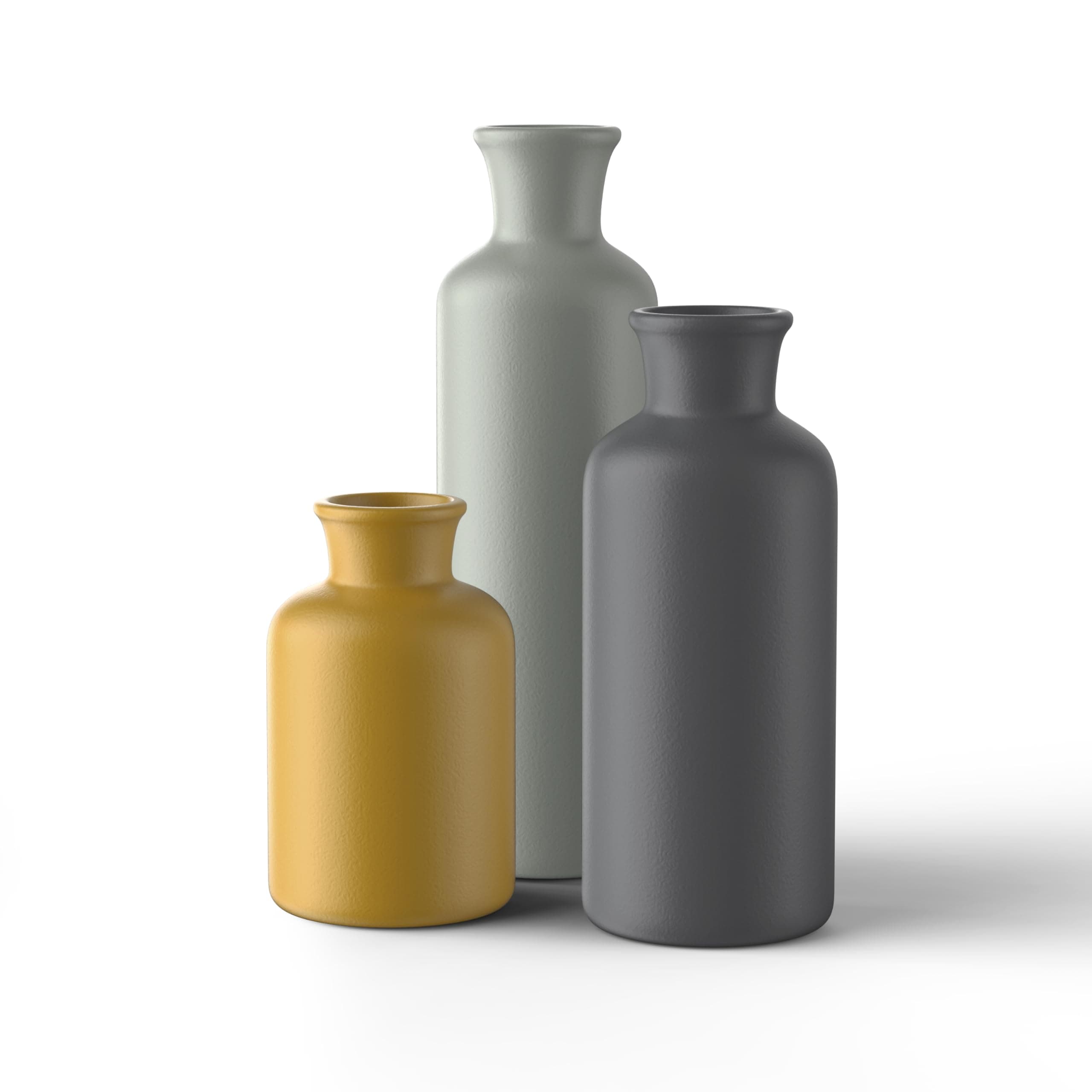 3PCS Ceramic Vase Set for Pampas Grass, Modern Boho Home Decor, Matte Handmade Vases Multi-Color for Farmhouse Living Room Shelf, Mantel, Centerpieces, Kitchen, Coffee Table Decoration