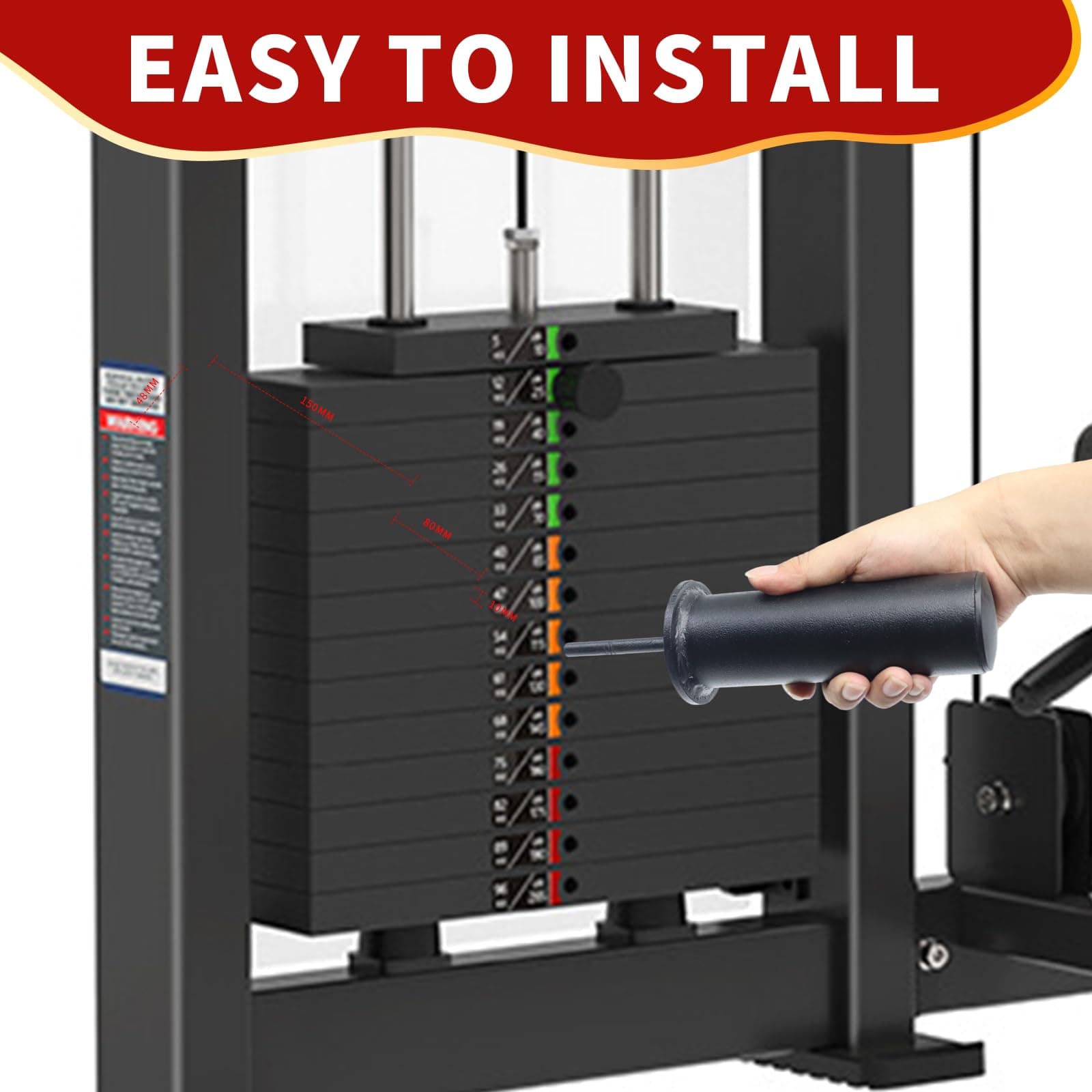 FNKTEK Weight Stack Pin and Spring Collar Weight Stack Extender Pin Commercial and Home Gym Accessories for Cable Tower and Functional Trainer Machin