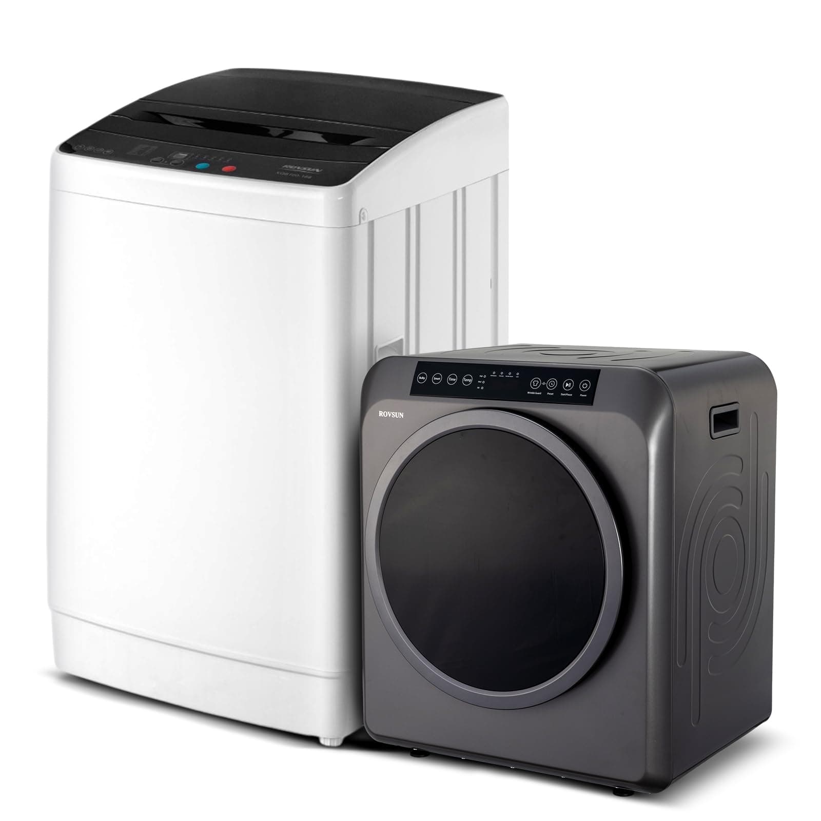 ROVSUN 30LBS Full Automatic Washing Machine and 3.5CuFt Portable Clothes Dryer Set, Electric Laundry Washer and Dryer Combo Set with Stainless Steel Inner Tub, for Apartment, Dorms, Home
