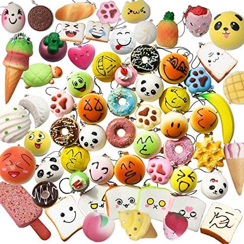 Random 20 pcs Jumbo Medium Mini Soft Squishy Cake/Panda/Bread/Buns Phone Straps