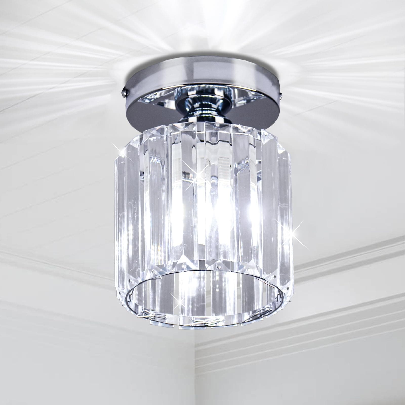 Chrome crystal pendant light