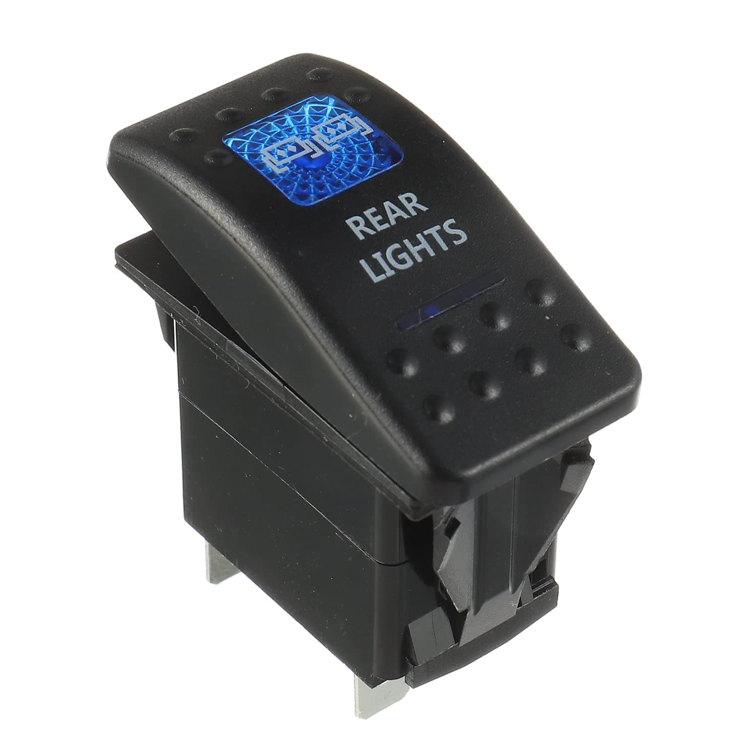 – 12V 20A Rocker Switch Panel Blue LED Light, Waterproof 5-Pin ON/OFF Rocker for RV, SUV, Truck, Ship Boat(REAR Light)