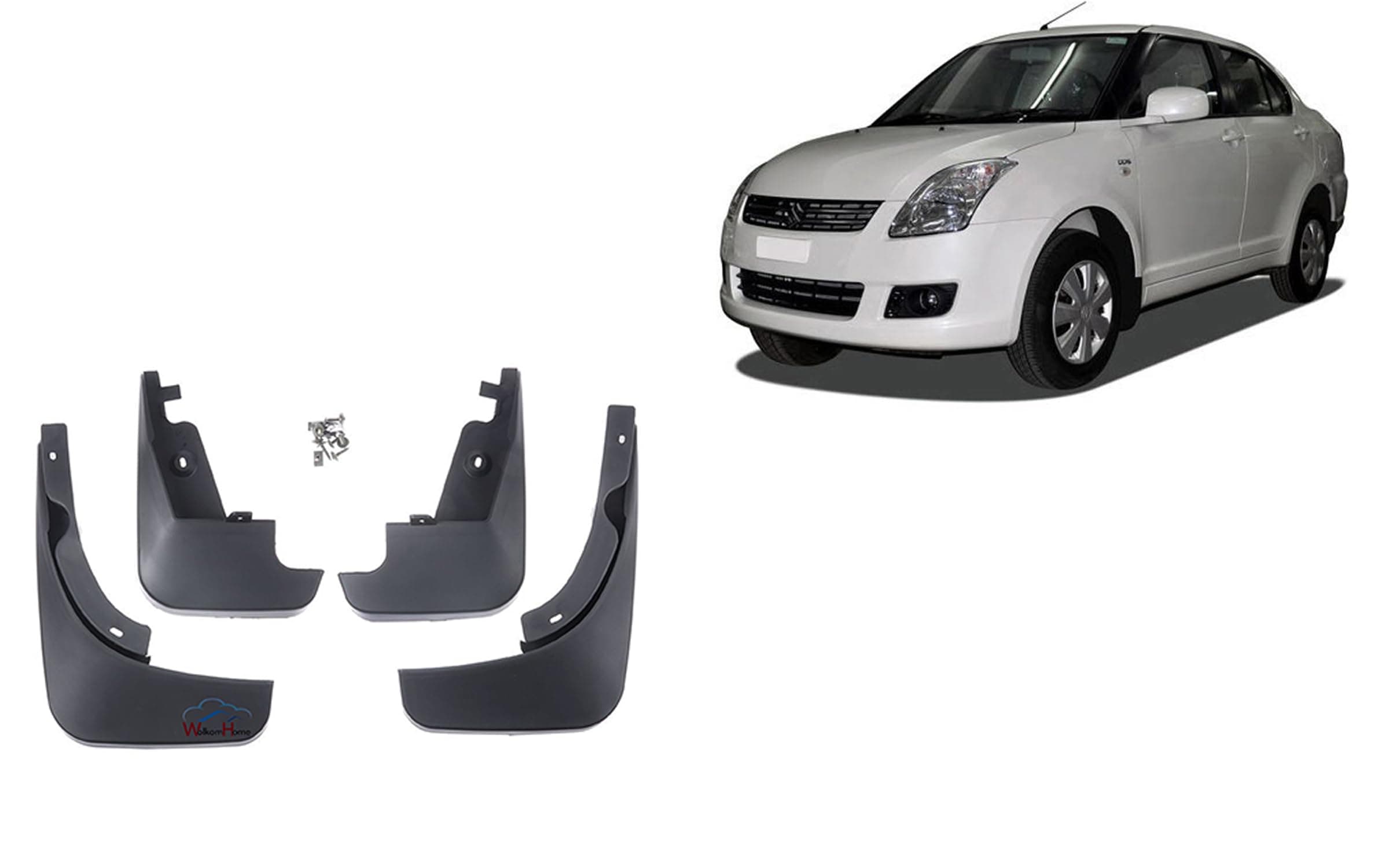 WolkomHome Car O.E Type Mud Flaps Mud Guard for Maruti Suzuki Swift Dzire Old