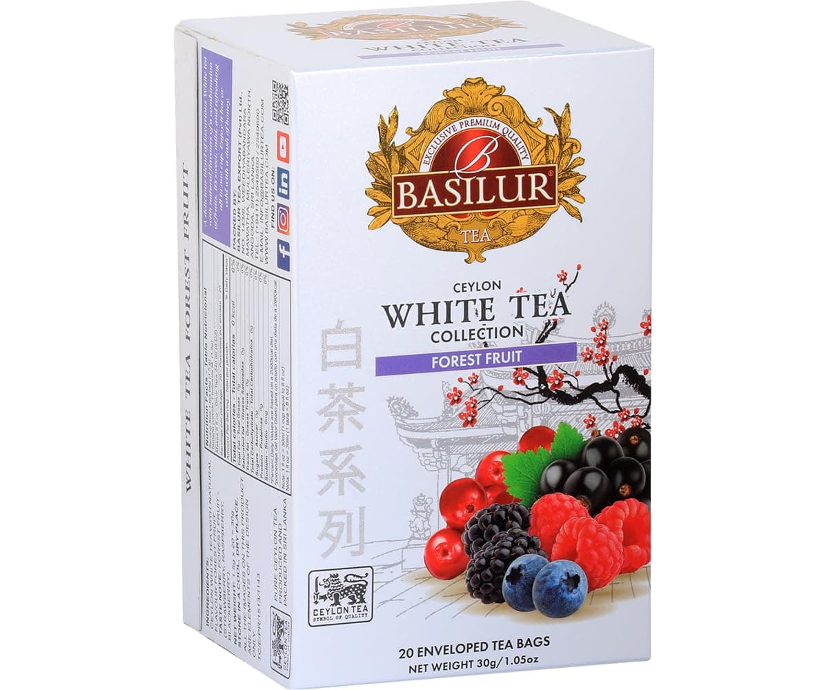 Basilur Ceylon White Tea | Forest Fruit | 20 Biodegradable Tea Bags | Natural Fruit Flavors | Ethically Sourced & Packed in Sri Lanka