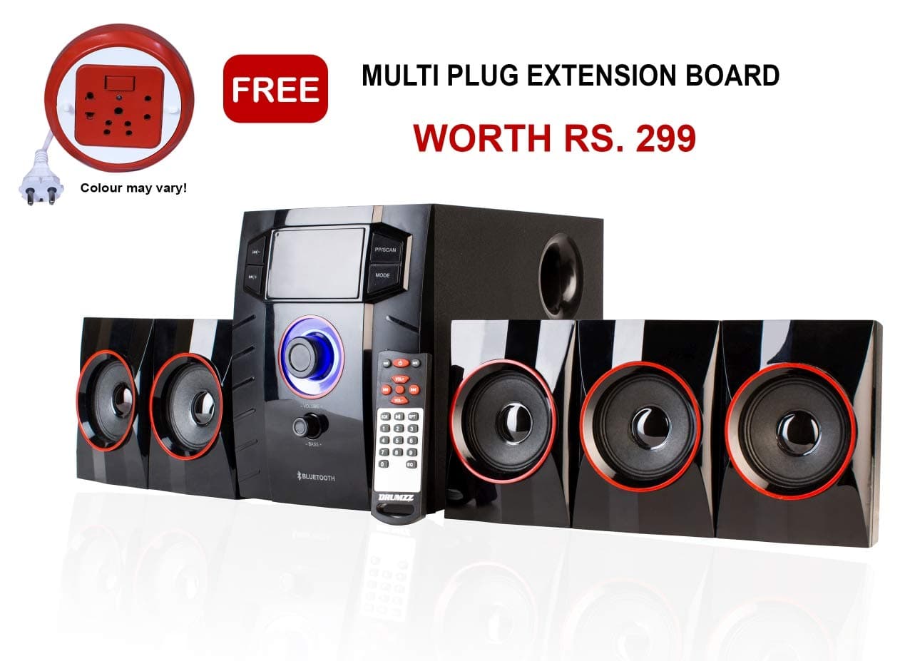 DRUMZZ 5.1 Bluetooth Home Theater System with FM, USB All Function Remote, Bass Control and Extension Board