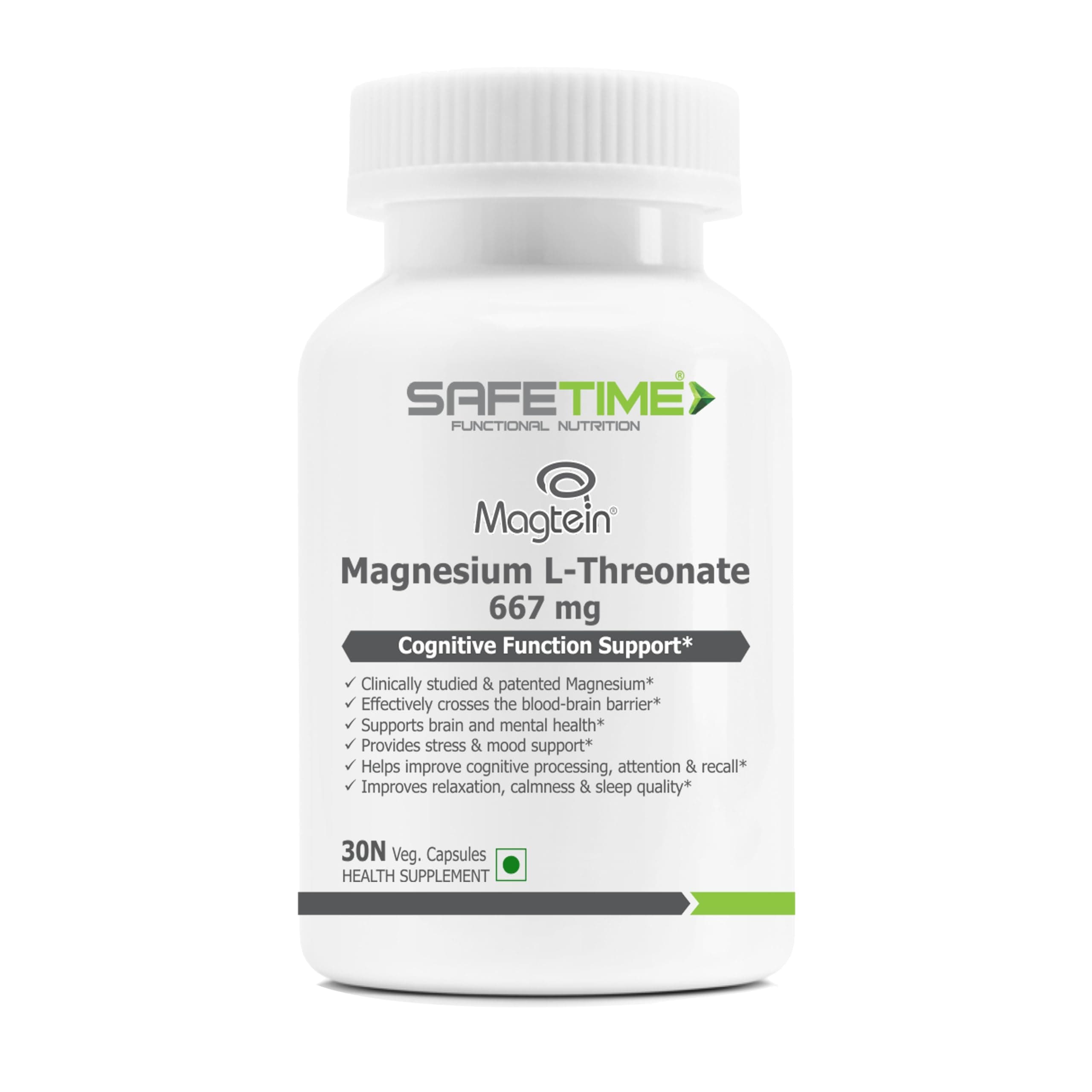 FUNCTIONAL NUTRITION Magtein Magnesium L Threonate Cognitive Function & Brain Health Support (30 Veg. Capsules) (Pack of 1)