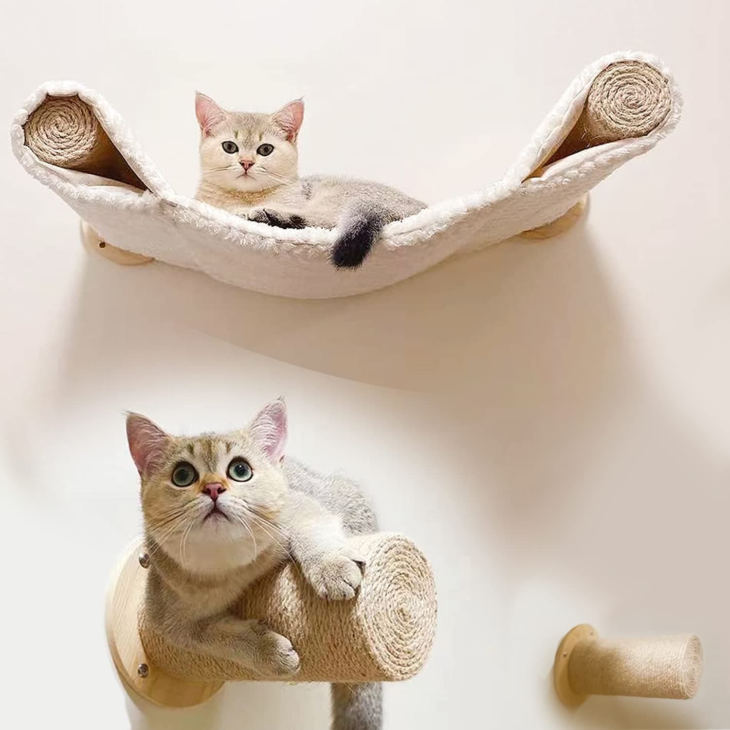 Cat Wall Hammock with Two Large Steps, Cat Wall Shelves for Large Cats, Cat Shelves and Perches for Wall, Premium Cat Wall Furniture for Sleeping, Playing, Climbing, and Lounging