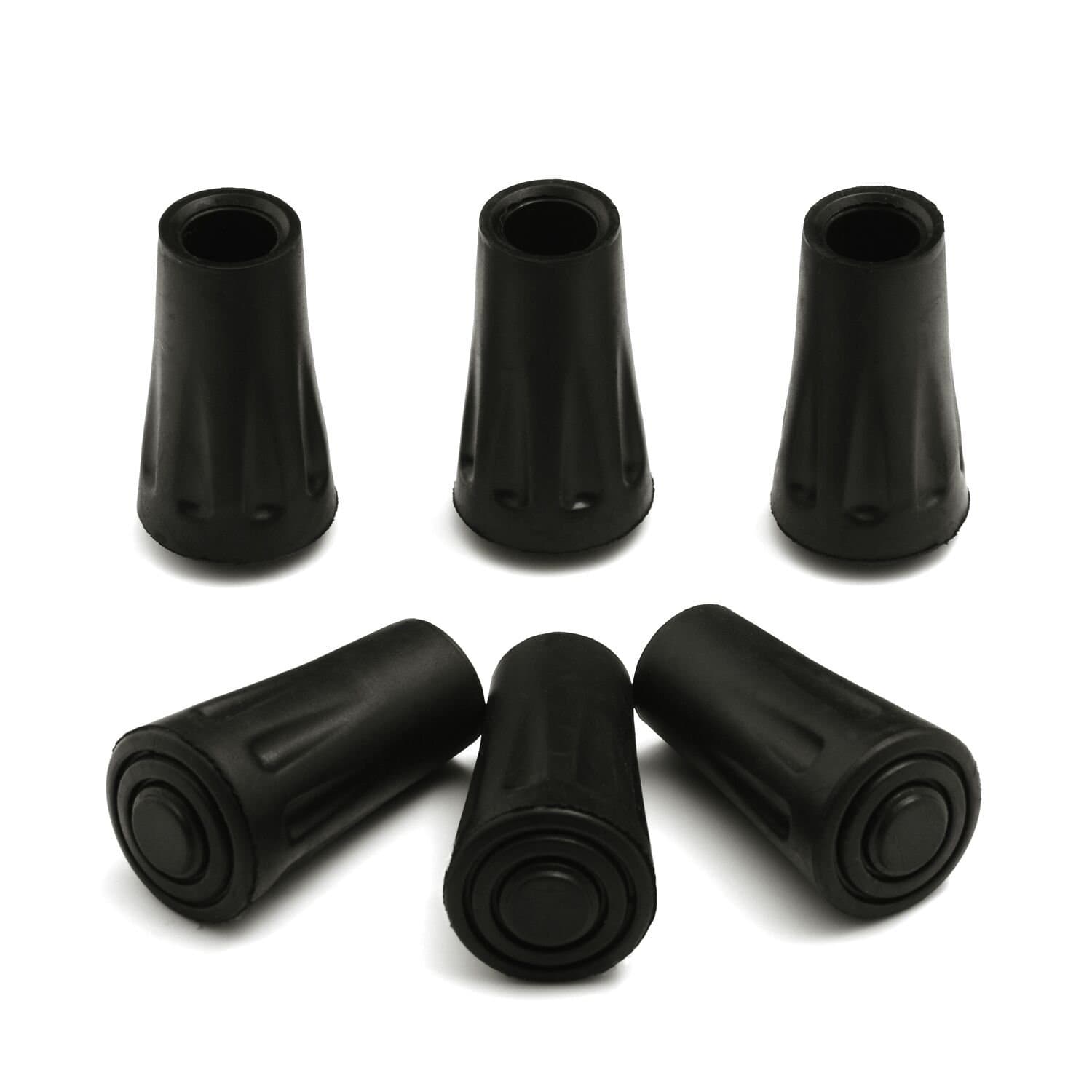 6-Pack Replacement Rubber Tips (Longer Caps) - Fits Most Hiking Sticks, Trekking Poles, Walking Canes