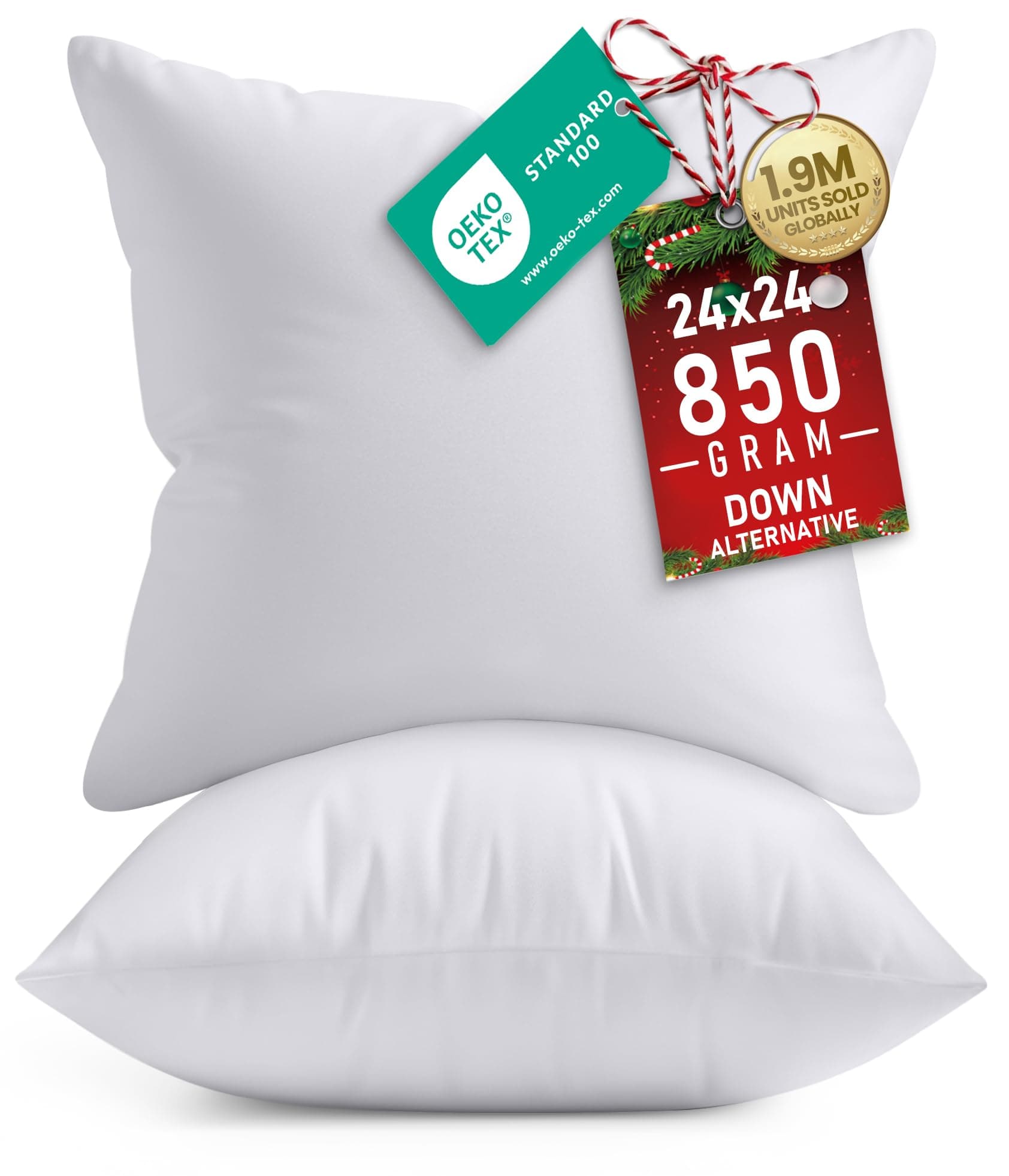 Utopia Bedding Throw Pillows Insert (Pack of 2, White) - 24 x 24 Inches Bed and Couch Pillows - Indoor Decorative Pillows