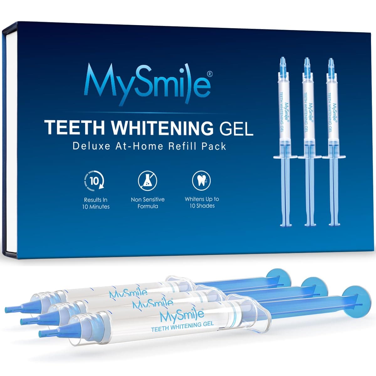Teeth Whitening Gel Pen Refill Pack, 3 Non-Sensitive Teeth Whitening Pen, Deluxe Teeth Whitener Dental Grade Tooth Whitening Gel with Carbamide Peroxide for Home, Fast Result