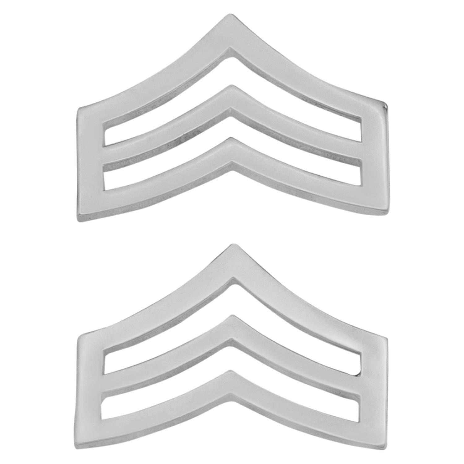 Smith & Warren Large Sergeant Chevron Collar Brass Insignia silver Finish