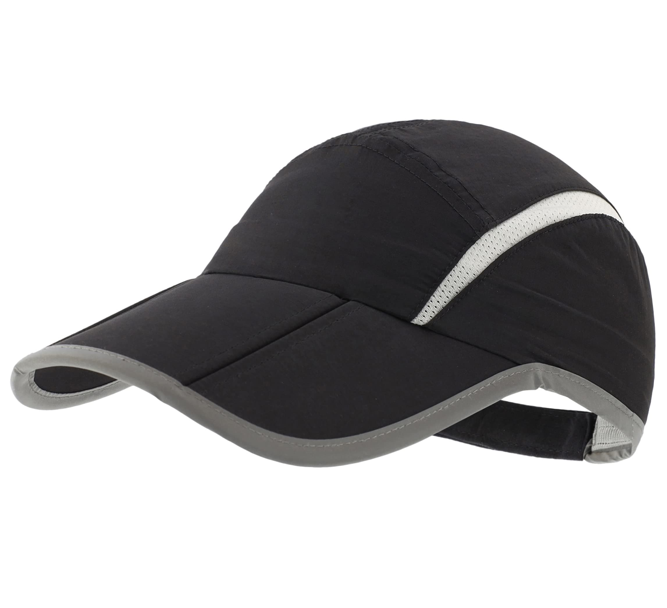 Foldable Mesh Sports Cap with Reflective Stripe Breathable Sun Runner Cap