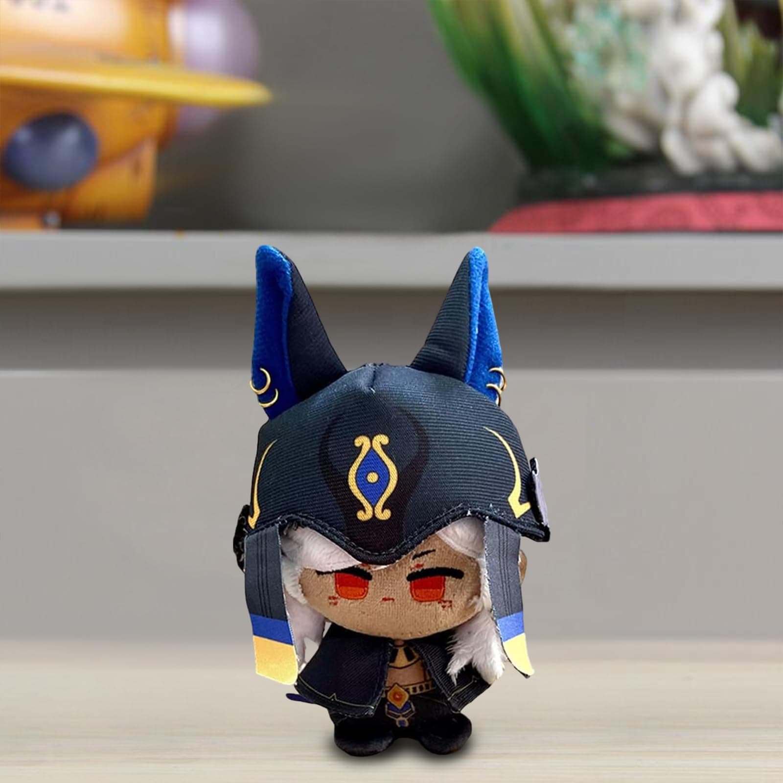 CALEMBOU Anime Plush Keychain for Backpack, 4" Cute Chibi Plush Figure, Mini Cyno Plush for Genshin Fans