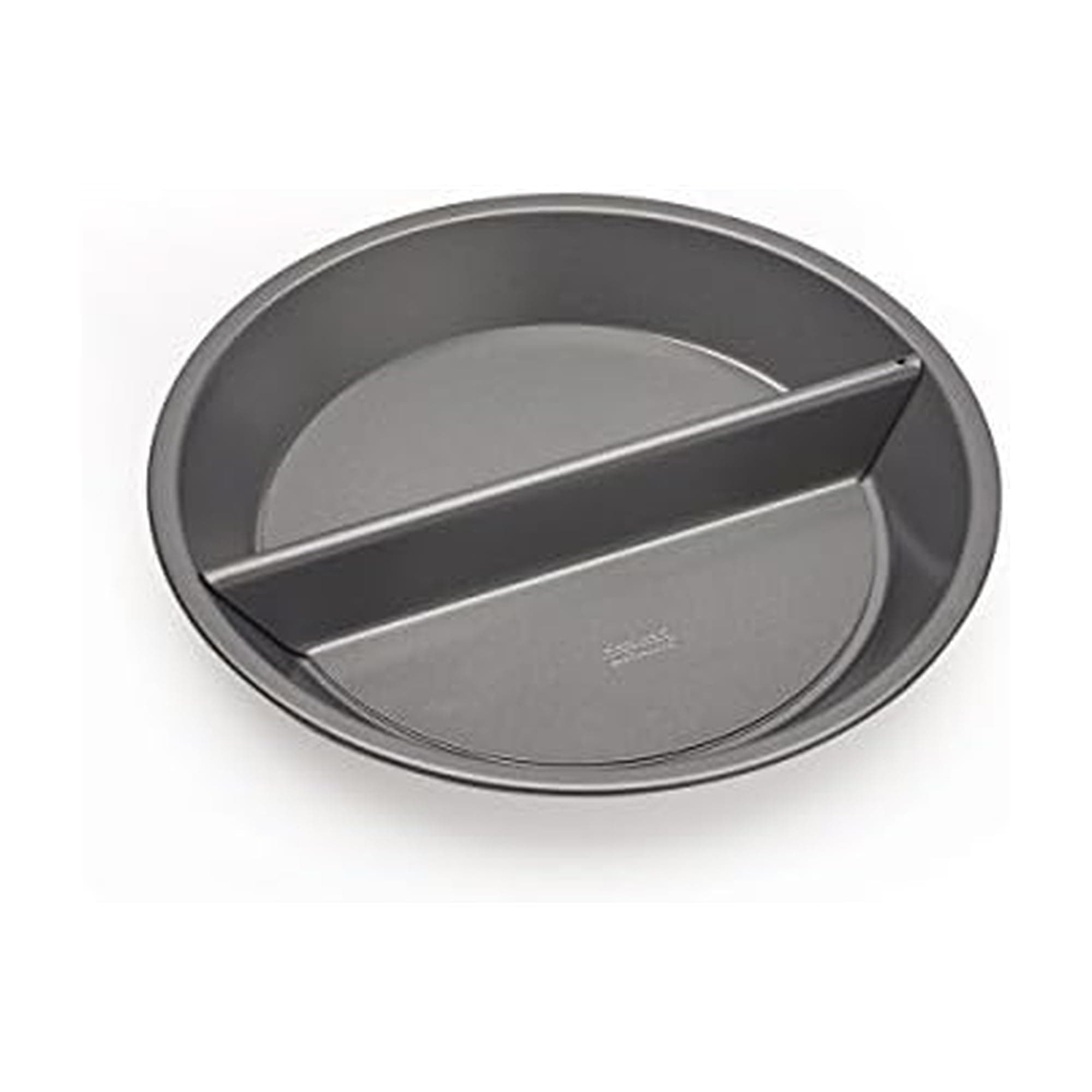 Chicago Metallic Professional Non-Stick Split Decision Pie Pan, Create either a traditional full-sized pie, 1 half pie, or 2 halves with the use of a divider 9-Inch, Gray