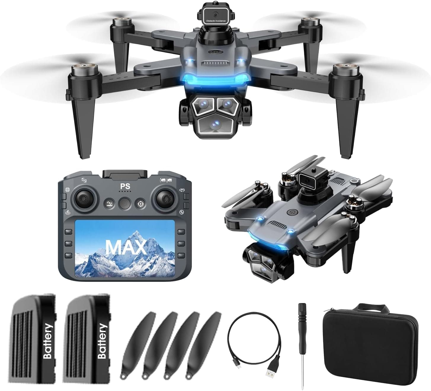 model S166MAX 4.3-Inch HD Screen Remote Control Drone with Dual Cameras | Foldable Portable Quadcopter | 150m Range, 1080P Video, Smart Obstacle Avoidance