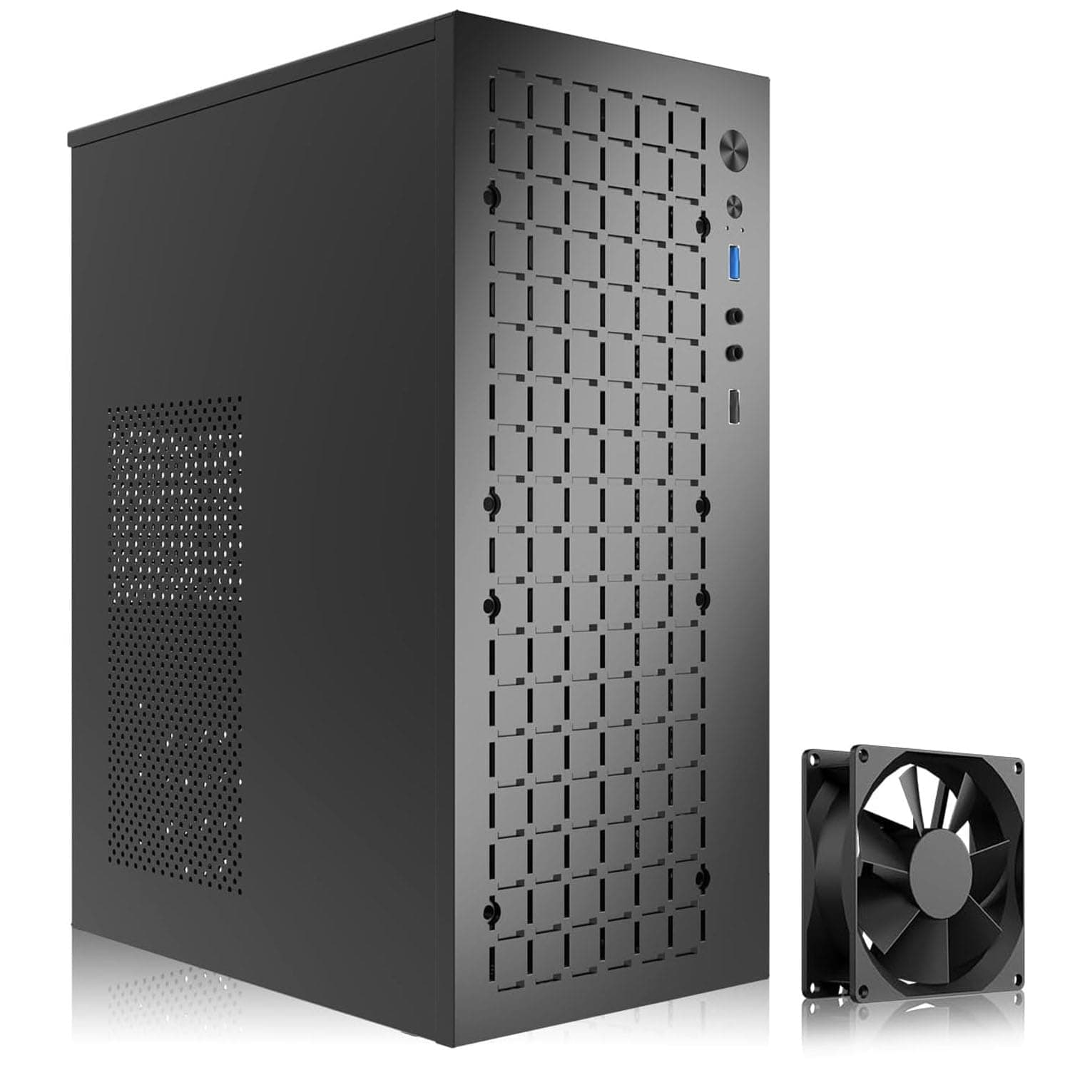 Matx Case:High Airflow Micro ATX Case, Support MATX, Mini-ITX, Micro ATX Case Slim with USB3.0x1 I/O Port, Black with 80MM Fans