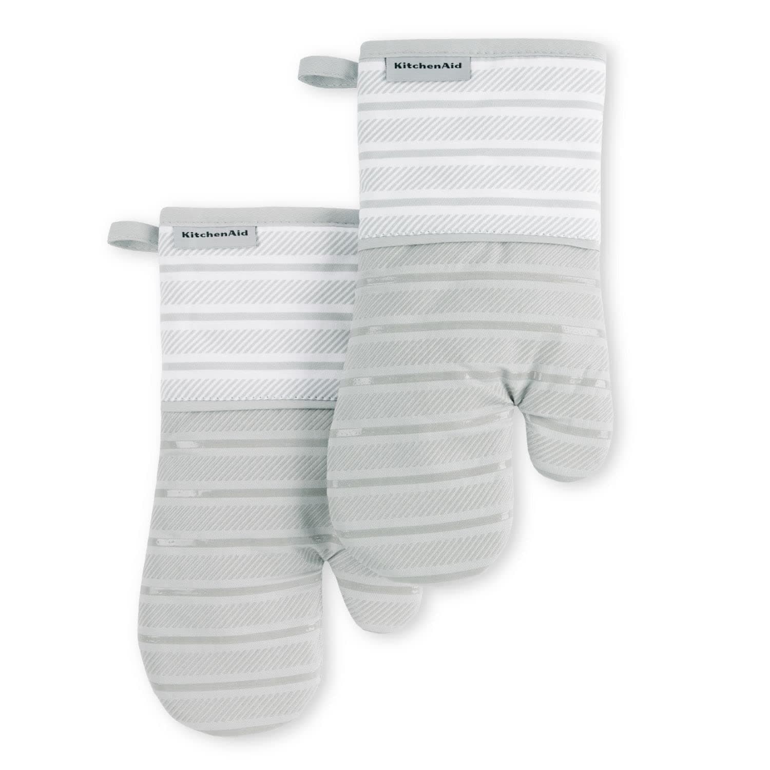 KitchenAid Albany Oven Mitt 2-Pack Set, Matte Grey, 7"x13"