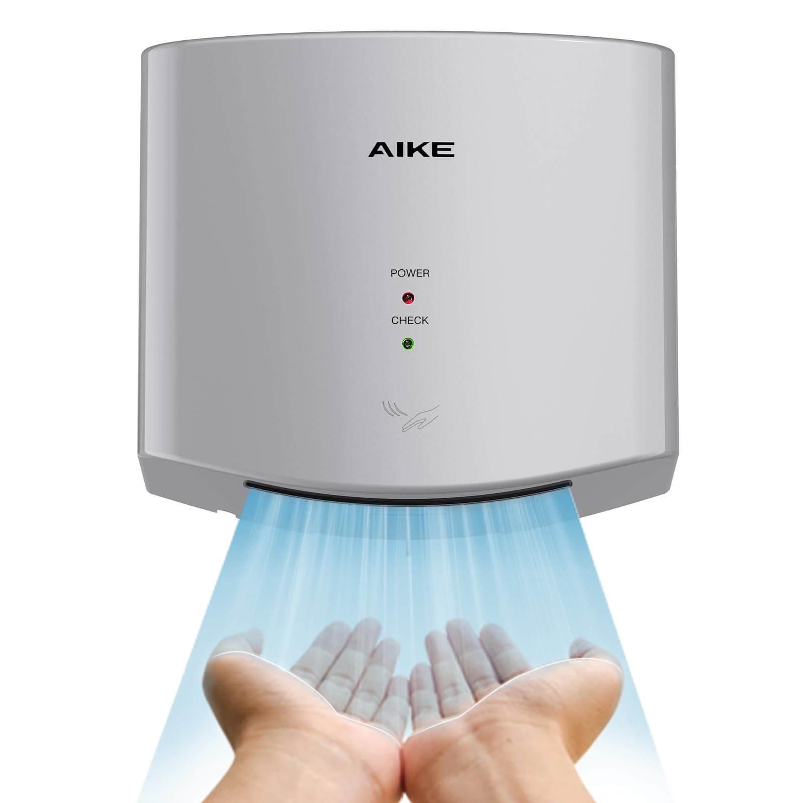 AIKE 10 Second Hand Dryer for Drying, High Speed Automatic Energy Saving Electric Hand Dryer, Commercial Hand Dryer for Bathroom and Toilet AK2630S 1400W Silver