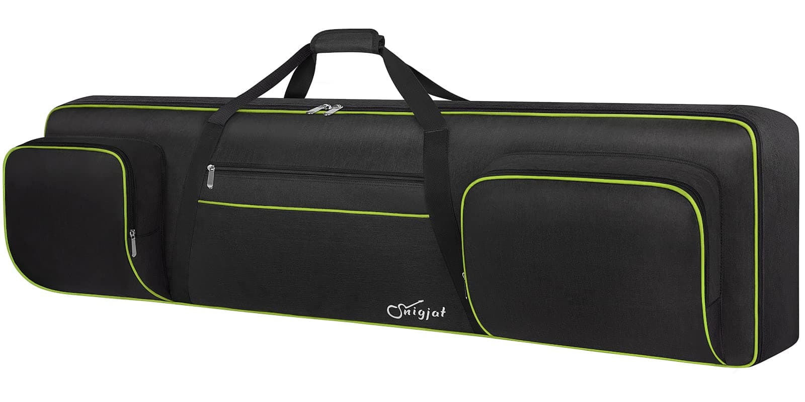 88 Key Keyboard Case Soft (Interior: 53.5"x13.8"x6.8"), Padded Piano Case with Handles and Adjustable Shoulder Straps, Keyboard Gig Bag with 3-Pocket for Music Sheet Stand, Sustain Pedal, Hyper Green