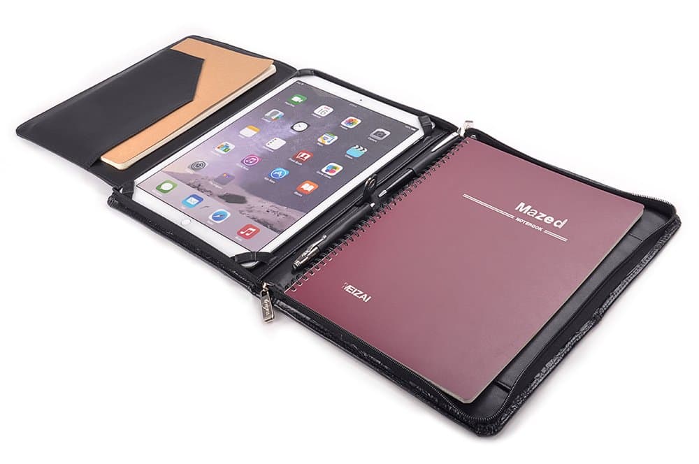 Croc-Pattern Leather Portfolio with Writing Pad for 12.9 inch iPad Pro 2018