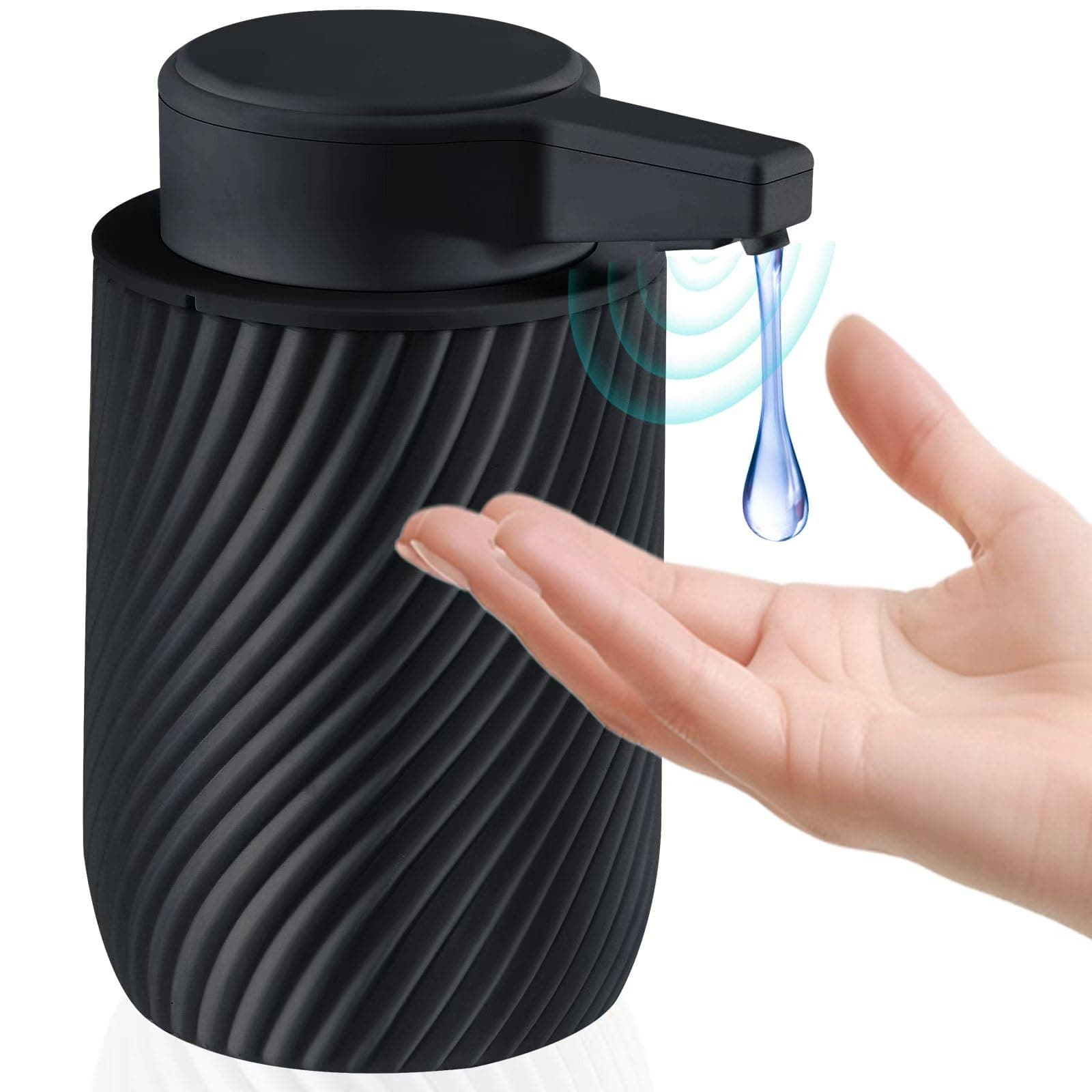 Automatic Soap Dispenser, 9oz Touchless Dish Hand Soap Dispenser Rechargeable with 3 Adjustable Soap Levels for Bathroom Kitchen Black