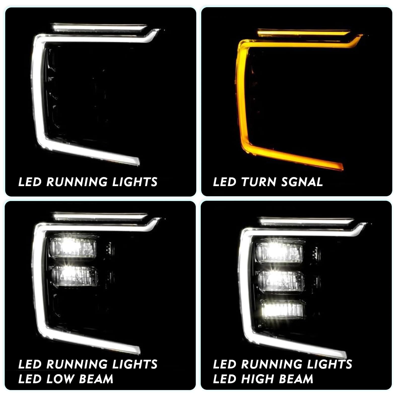 Full LED Headlight Assembly Set for 2021 2022 2023 GMC Yukon/Yukon XL SLE/SLT OEM Headlamp Replacement Pair Driver and Passenger Side