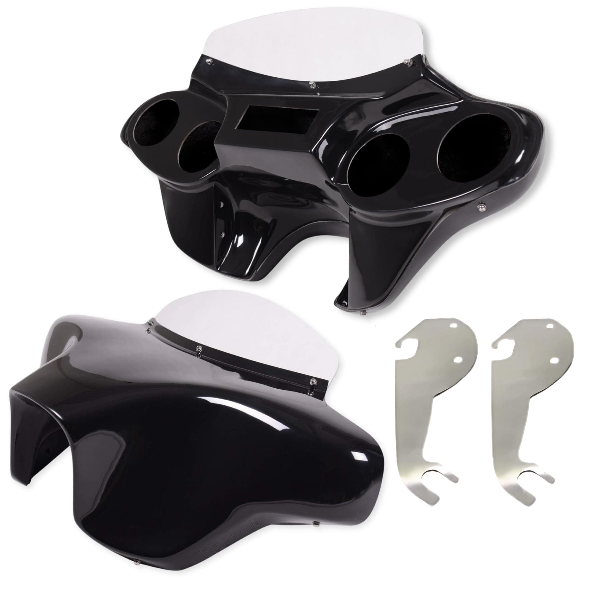 Vector Batwing Fairing Compatible with 18 to Present Harley Heritage & Softail - Fiberglass Motorcycle Fairing with 4 x 5.25" Speaker Cutouts - Harley Heritage & Softail Motorcycle Windshield