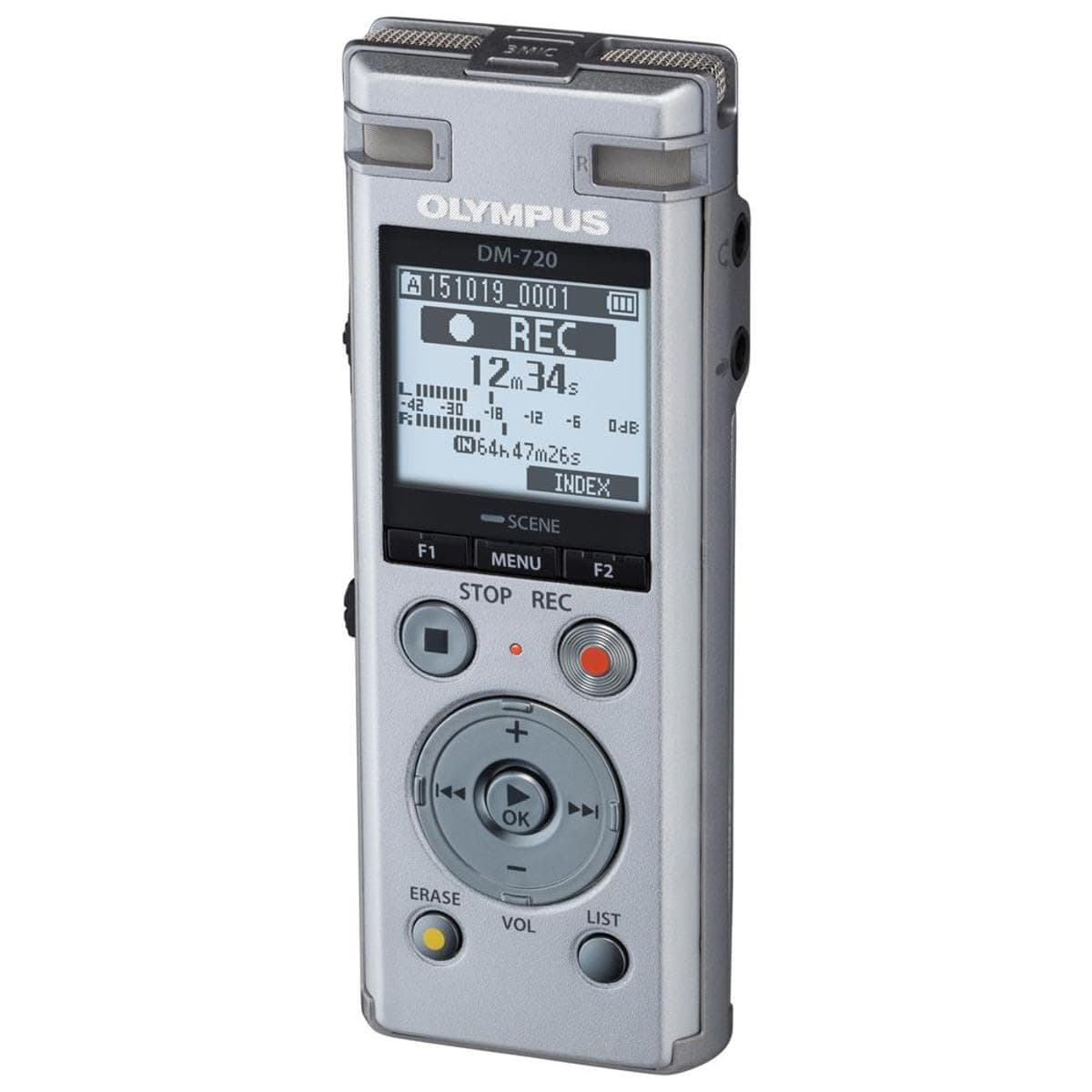 Olympus Voice Recorder DM-720 with 4GB, Micro SD Slot, USB Charging, Direction PC Connection, Transcription Mode, Silver