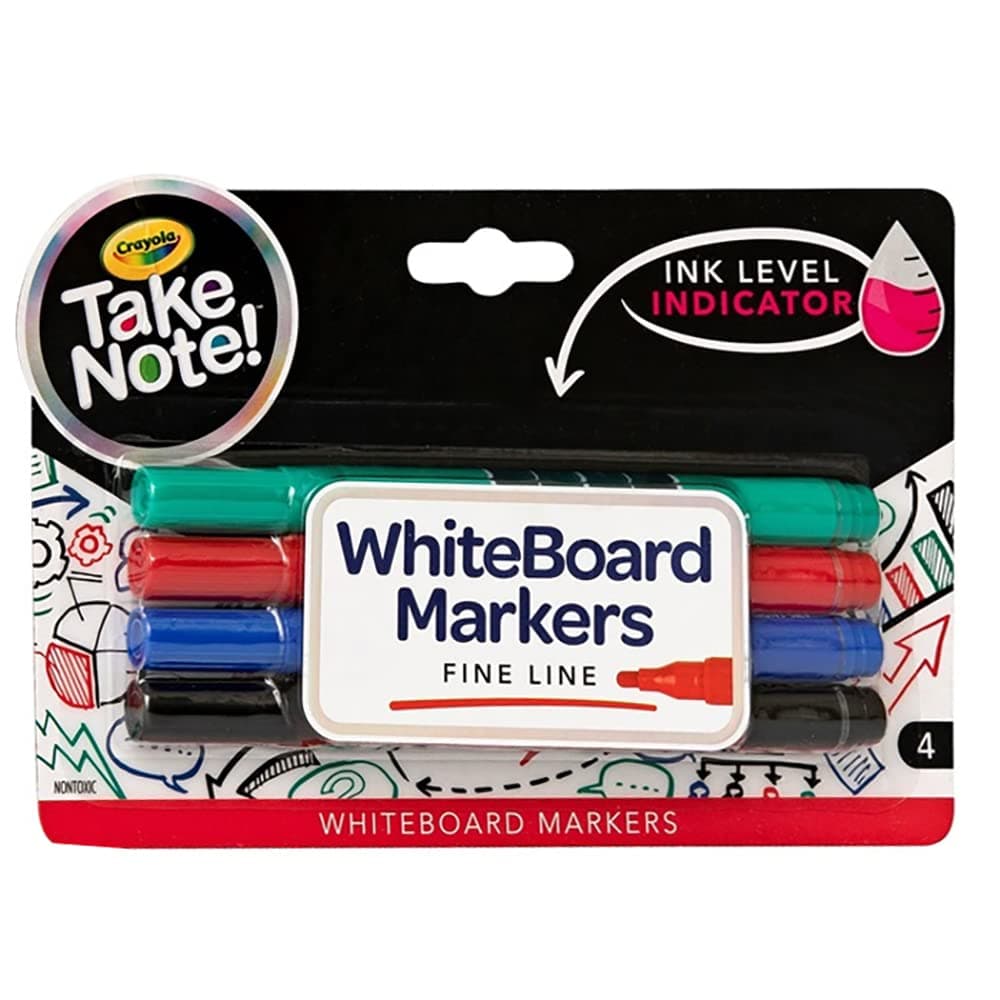 Take Note Dry Erase Markers, Fine Line, 4 Count