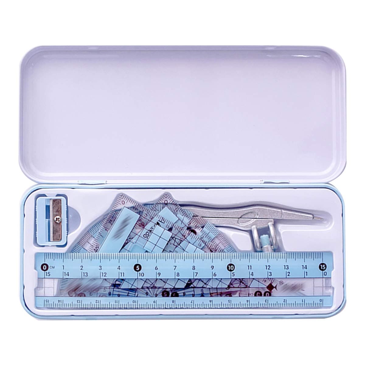 Millya 8PCS Students Compass Set with Protractor Rulers Math Geometry Drawing Set School Supplies (3050 Blue)