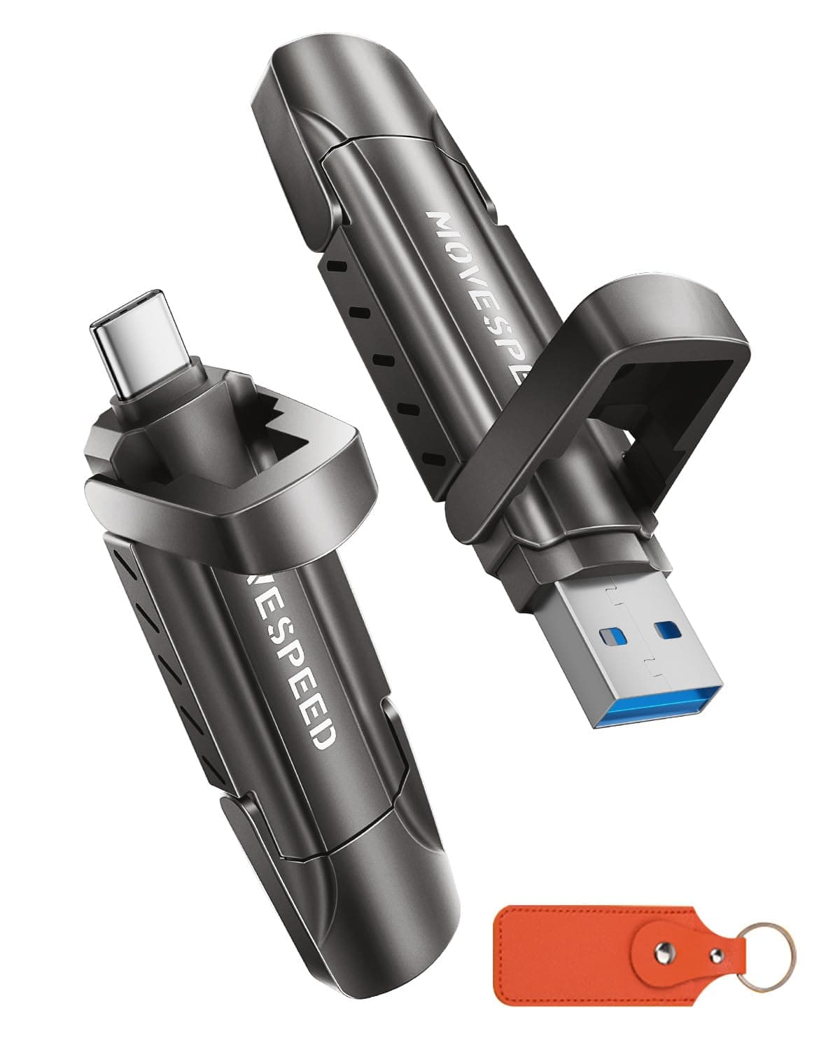 - 2TB Flash Drive, External SSD with 1000MB/s Read Write Speed, USB 3.2 Gen2+Type C Dual Port Portable SSD, Thumb Drive for iPhone 15, 16, 17 Series/MacBook/Android Phone/Audio etc