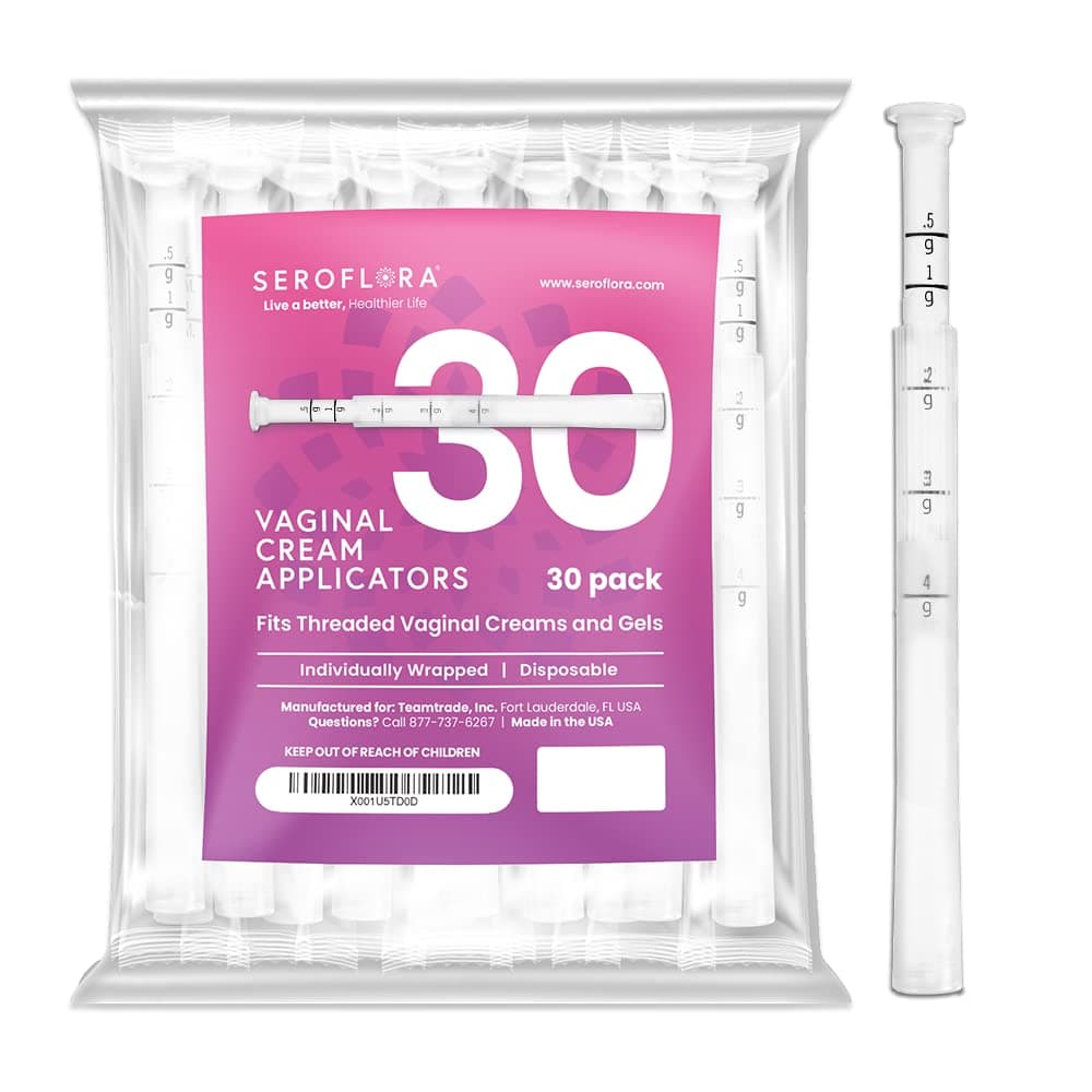 SEROVERA Disposable Vaginal Cream Applicators (30), Individually Wrapped, fits Threaded Vaginal Creams, Contraceptive Gels, preseed Fertility Lubricant, and Many Other OTC Products. Made in The USA.